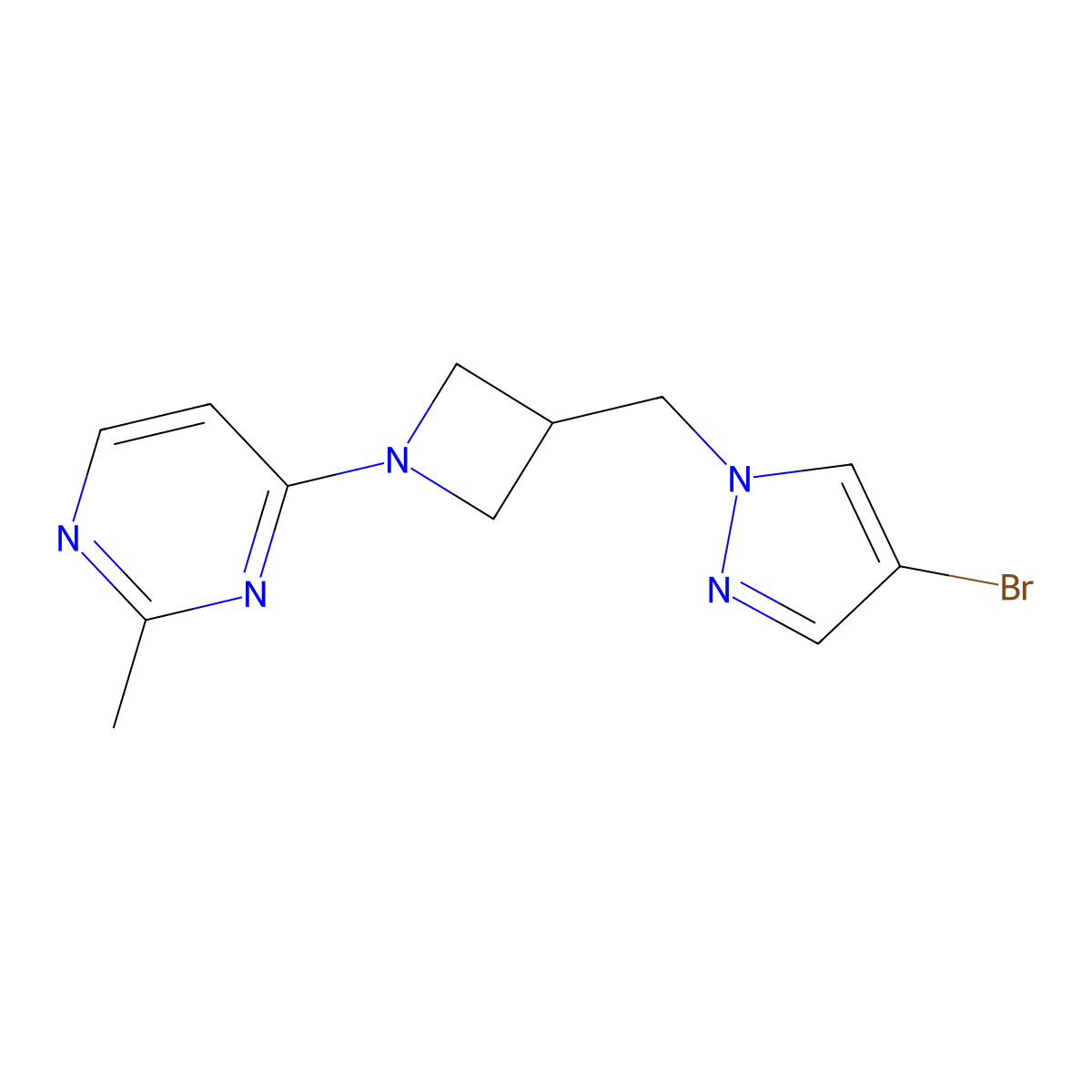 4-{3-[(4-bromo-1H-pyrazol-1-yl)methyl]azetidin-1-yl}-2-methylpyrimidine molecular structure, CAS 2549008-30-0