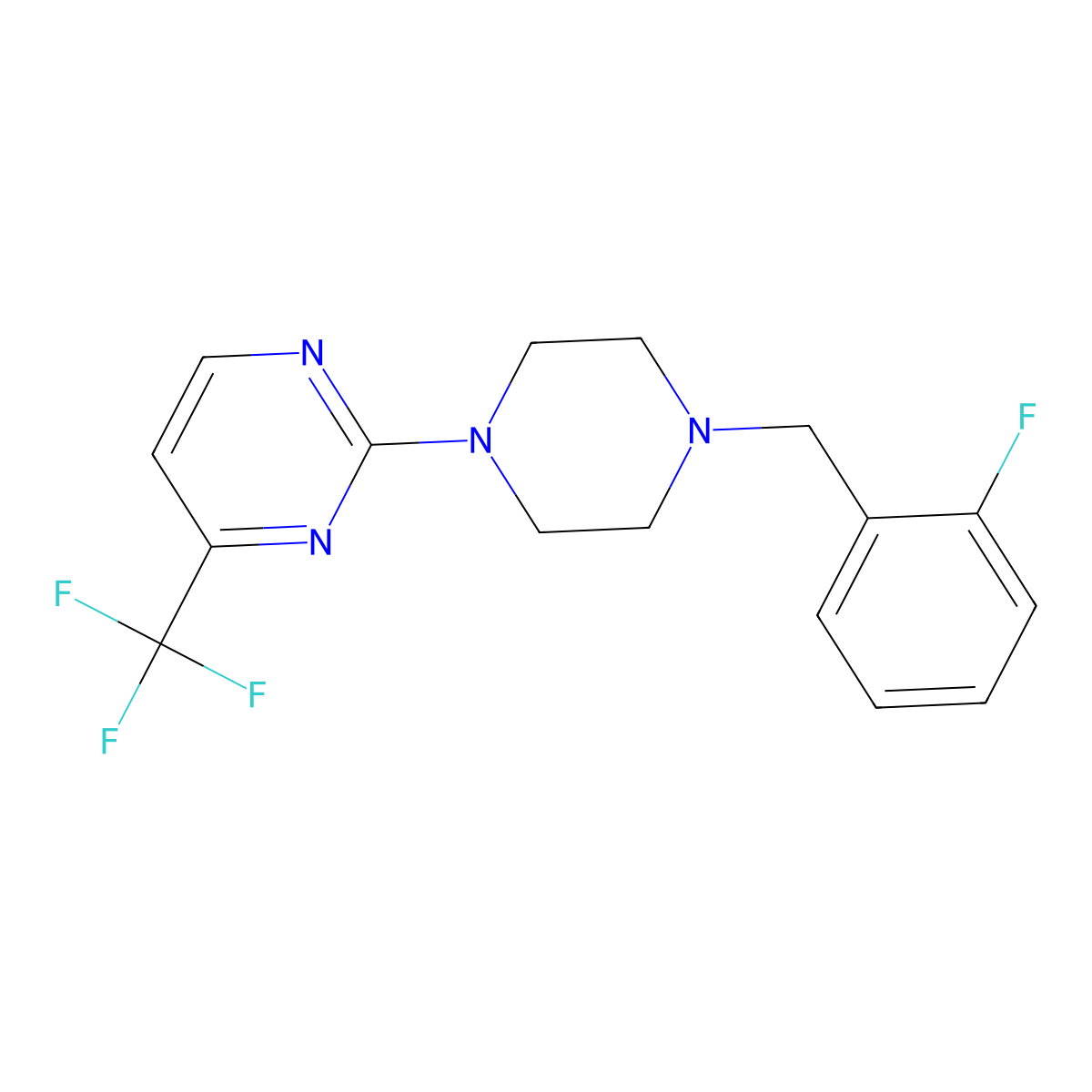 2-{4-[(2-Fluorophenyl)methyl]piperazin-1-yl}-4-(trifluoromethyl)pyrimidine molecular structure, CAS 2549008-35-5