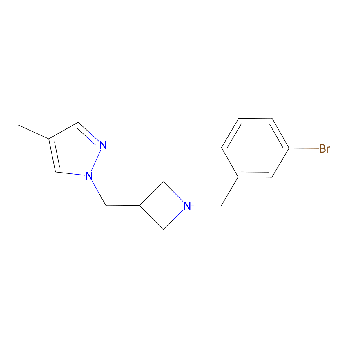 1-({1-[(3-bromophenyl)methyl]azetidin-3-yl}methyl)-4-methyl-1H-pyrazole molecular structure, CAS 2549008-39-9