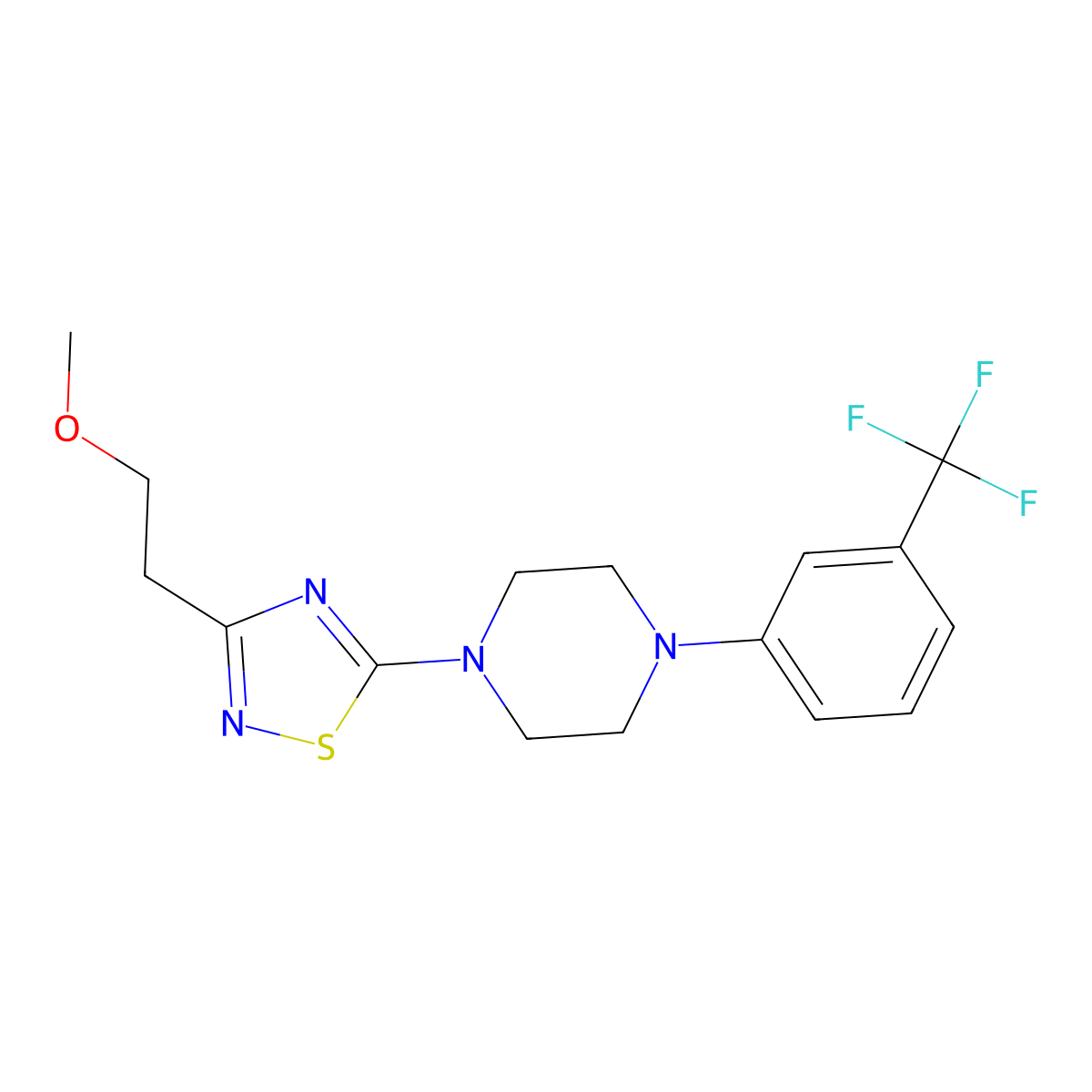 1-[3-(2-Methoxyethyl)-1,2,4-thiadiazol-5-yl]-4-[3-(trifluoromethyl)phenyl]piperazine molecular structure, CAS 2549008-44-6