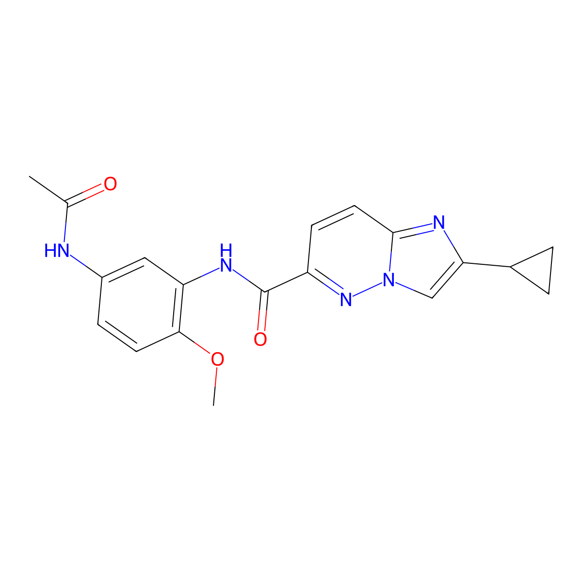 2-cyclopropyl-N-(5-acetamido-2-methoxyphenyl)imidazo[1,2-b]pyridazine-6-carboxamide molecular structure, CAS 2549008-45-7