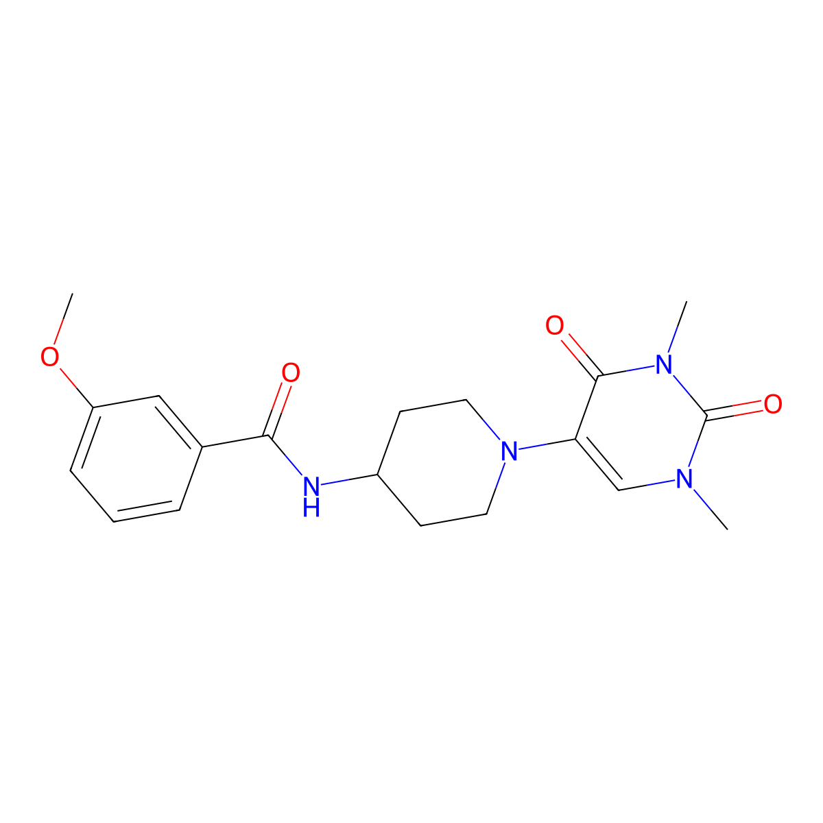 N-[1-(1,3-dimethyl-2,4-dioxo-1,2,3,4-tetrahydropyrimidin-5-yl)piperidin-4-yl]-3-methoxybenzamide molecular structure, CAS 2549008-50-4