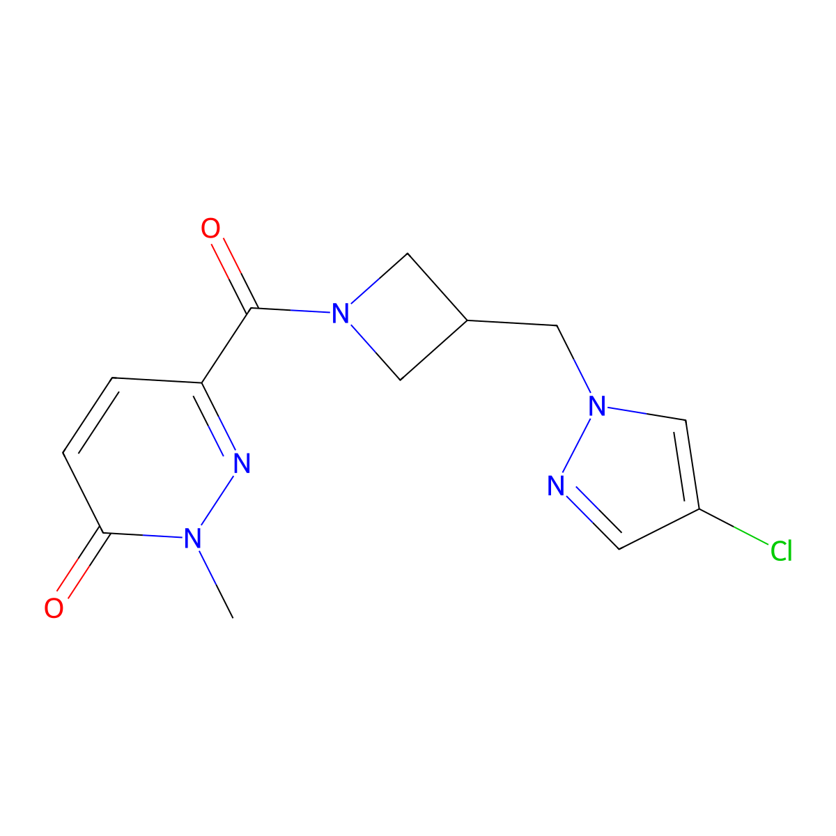 6-{3-[(4-chloro-1H-pyrazol-1-yl)methyl]azetidine-1-carbonyl}-2-methyl-2,3-dihydropyridazin-3-one molecular structure, CAS 2549008-51-5