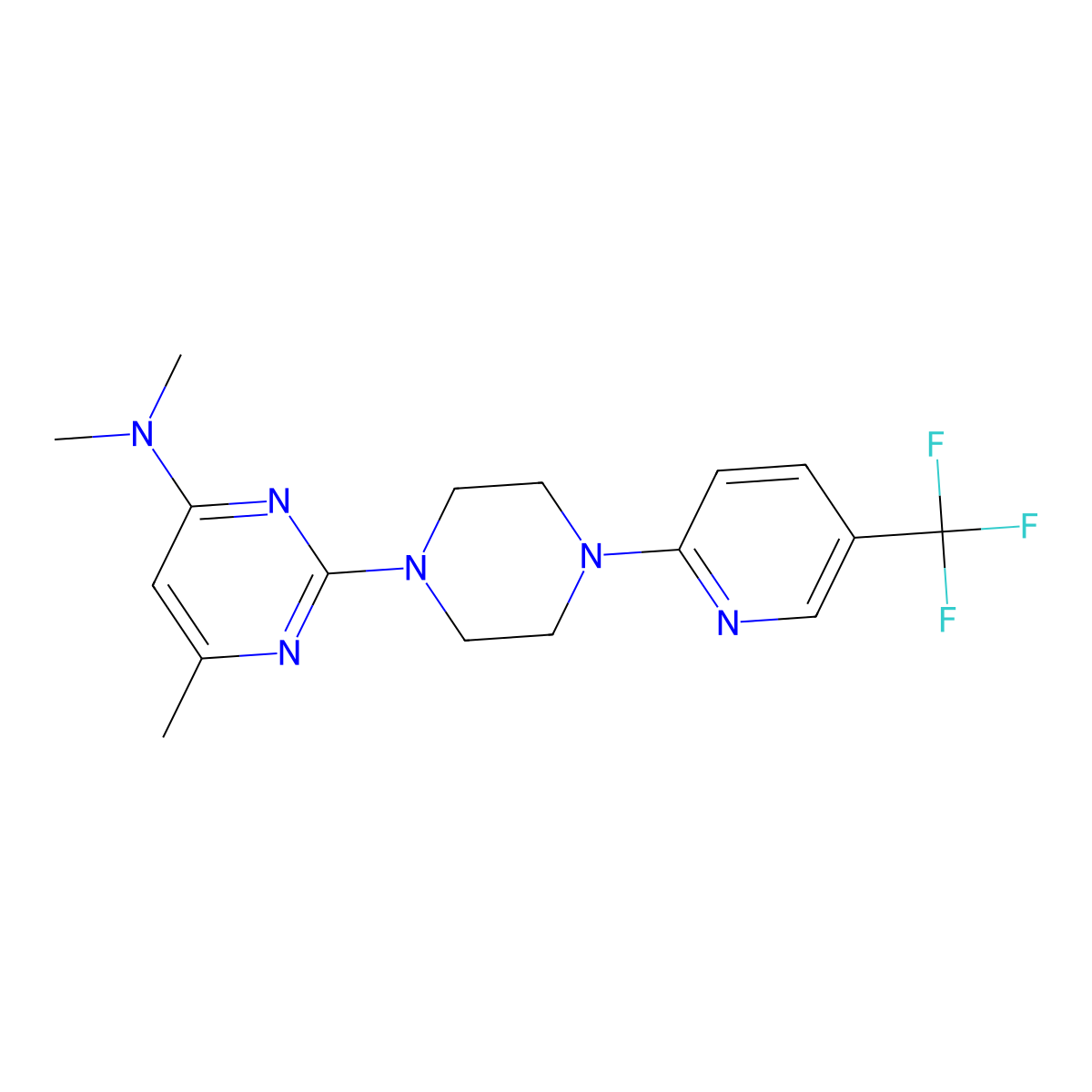 N,N,6-trimethyl-2-{4-[5-(trifluoromethyl)pyridin-2-yl]piperazin-1-yl}pyrimidin-4-amine molecular structure, CAS 2549008-56-0
