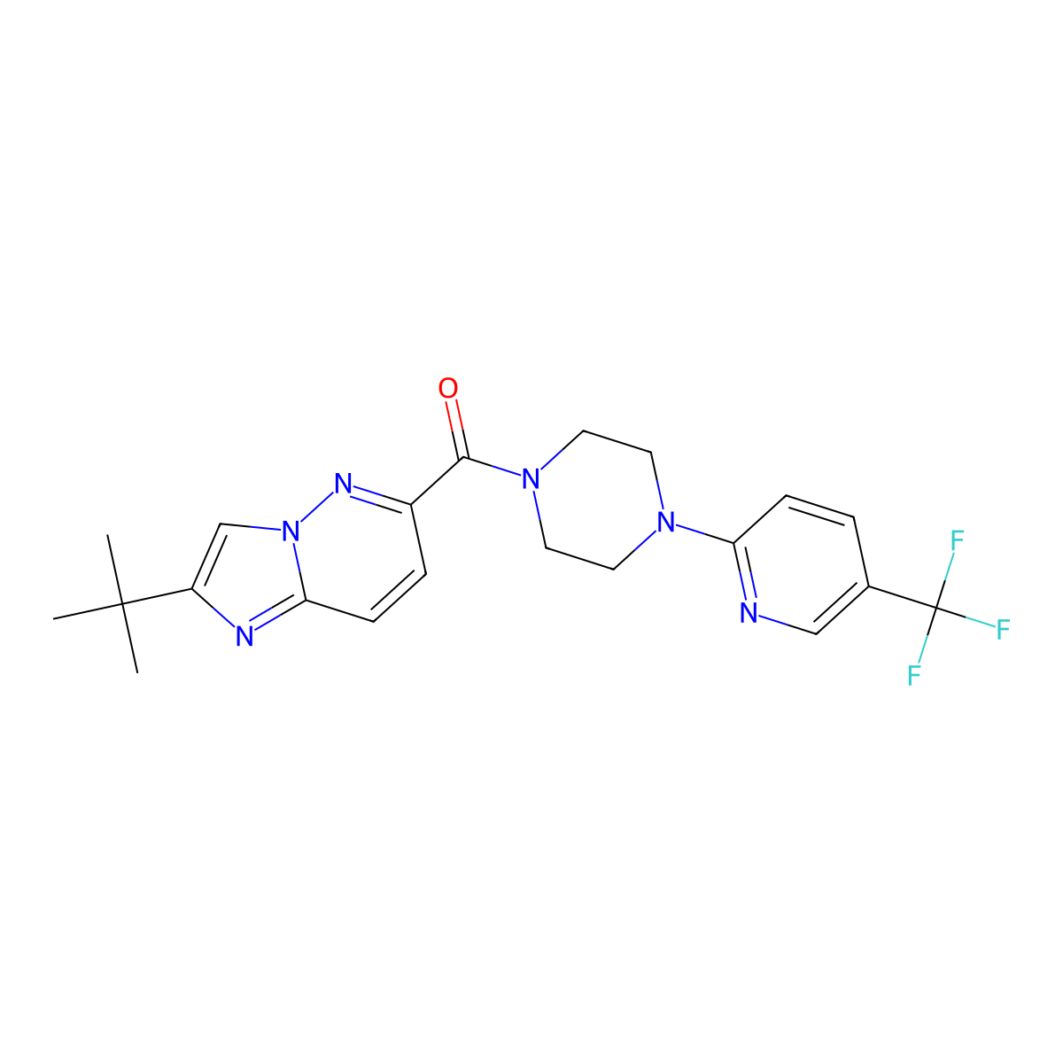 1-{2-Tert-butylimidazo[1,2-b]pyridazine-6-carbonyl}-4-[5-(trifluoromethyl)pyridin-2-yl]piperazine molecular structure, CAS 2549008-60-6