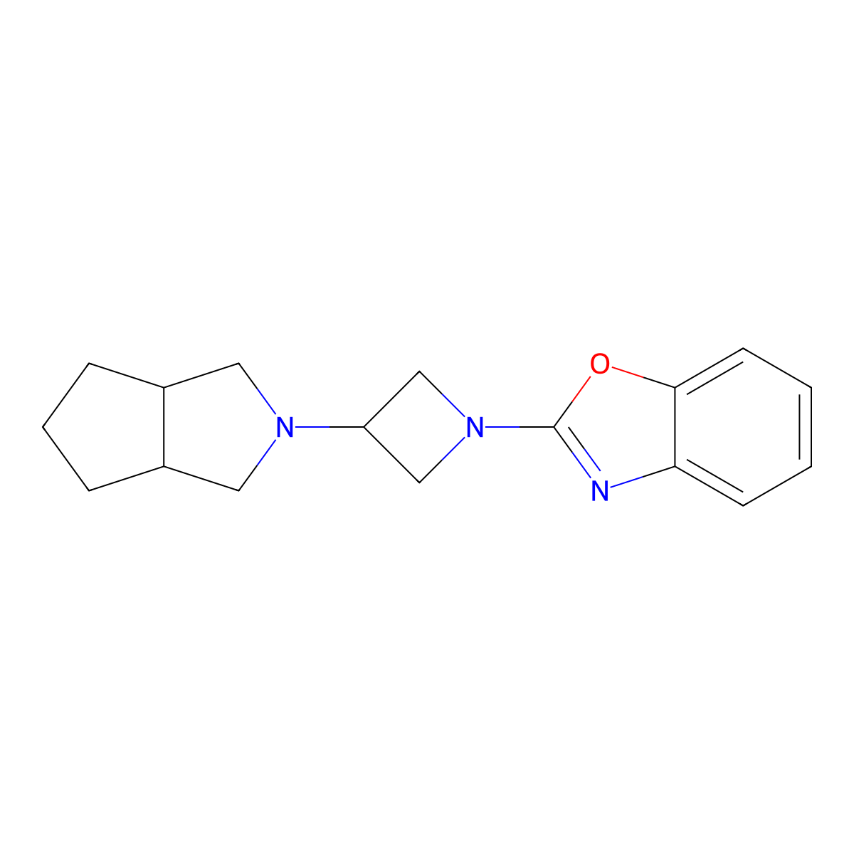 2-(3-{Octahydrocyclopenta[c]pyrrol-2-yl}azetidin-1-yl)-1,3-benzoxazole molecular structure, CAS 2549008-67-3
