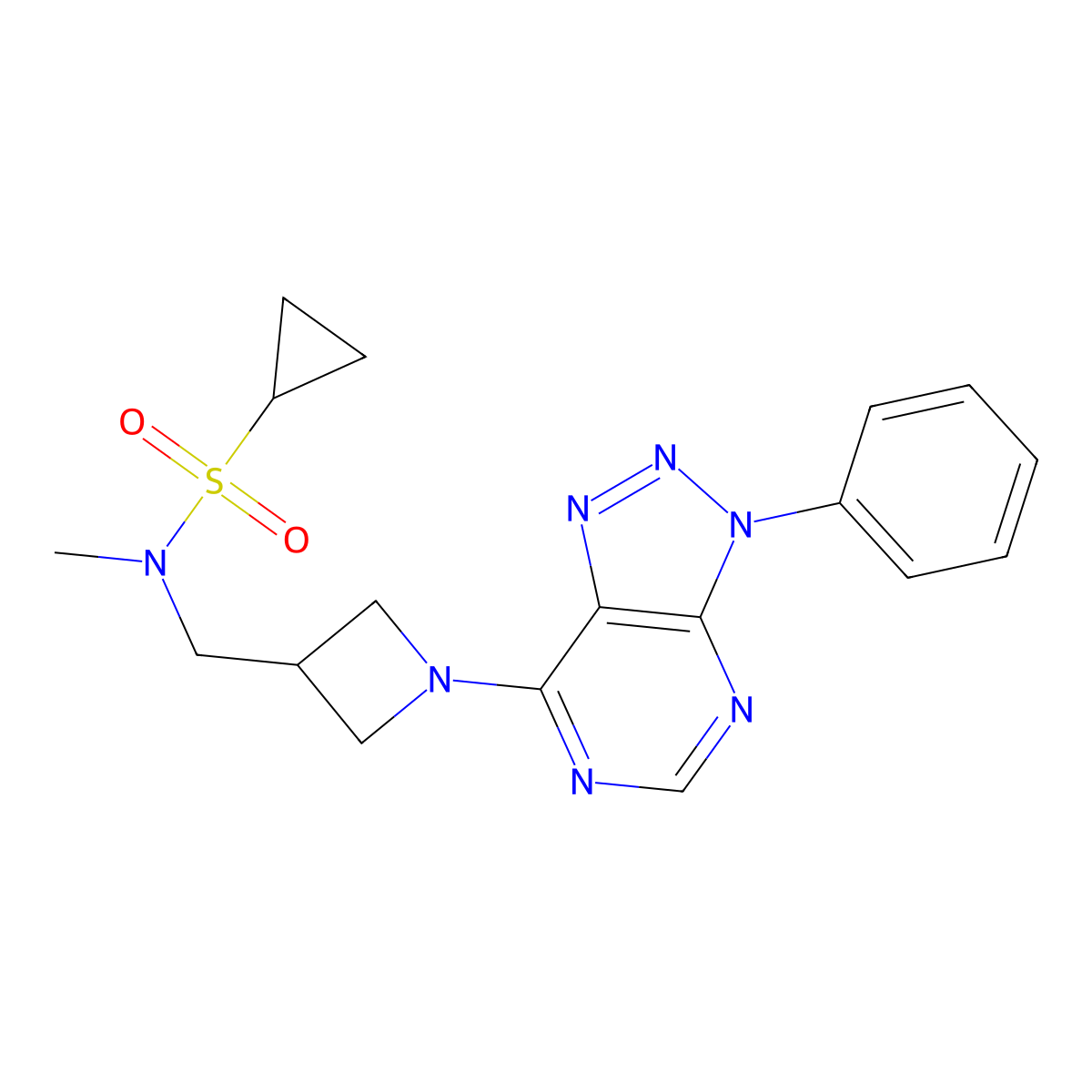 N-methyl-N-[(1-{3-phenyl-3H-[1,2,3]triazolo[4,5-d]pyrimidin-7-yl}azetidin-3-yl)methyl]cyclopropanesulfonamide molecular structure, CAS 2549008-68-4