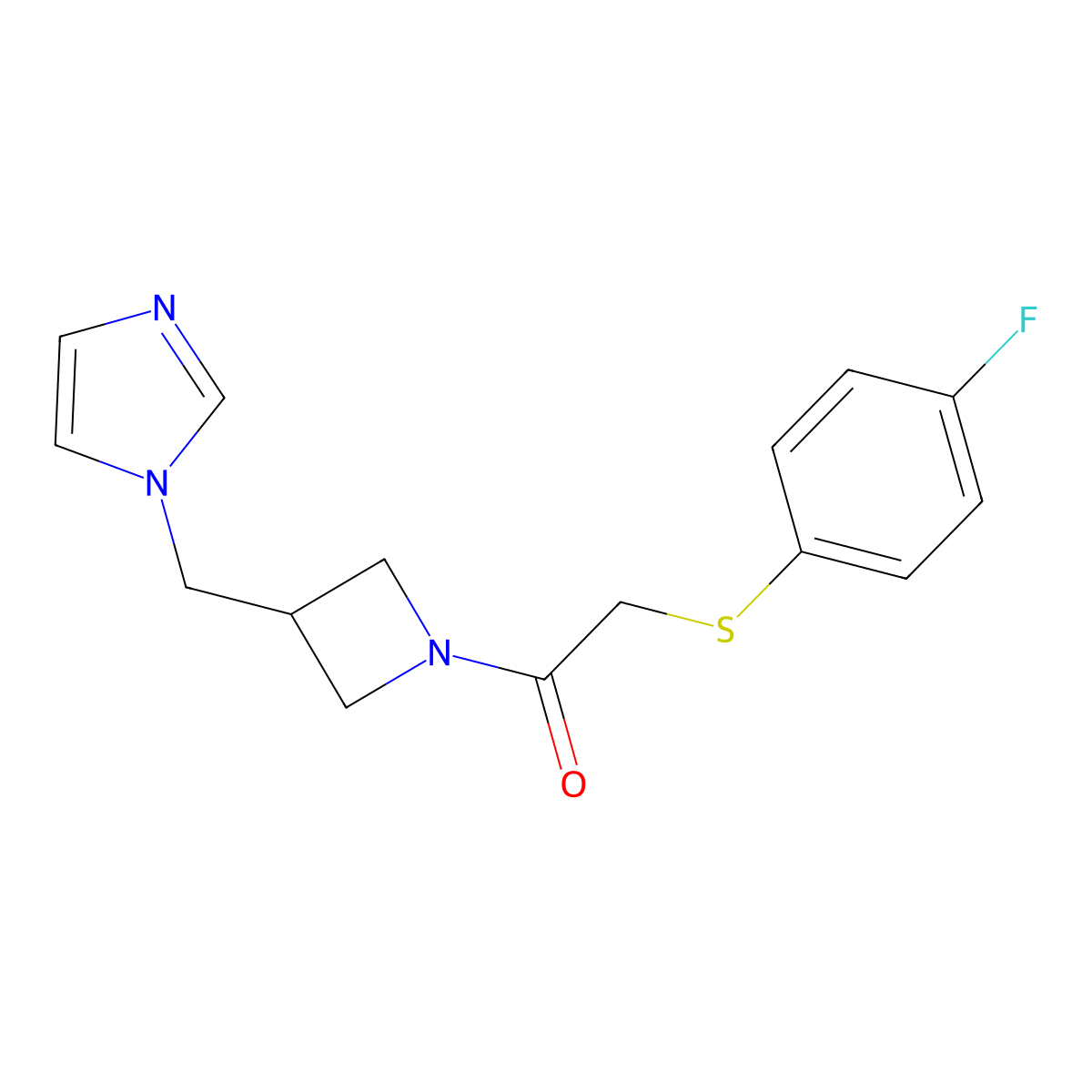2-[(4-fluorophenyl)sulfanyl]-1-{3-[(1H-imidazol-1-yl)methyl]azetidin-1-yl}ethan-1-one molecular structure, CAS 2549008-69-5