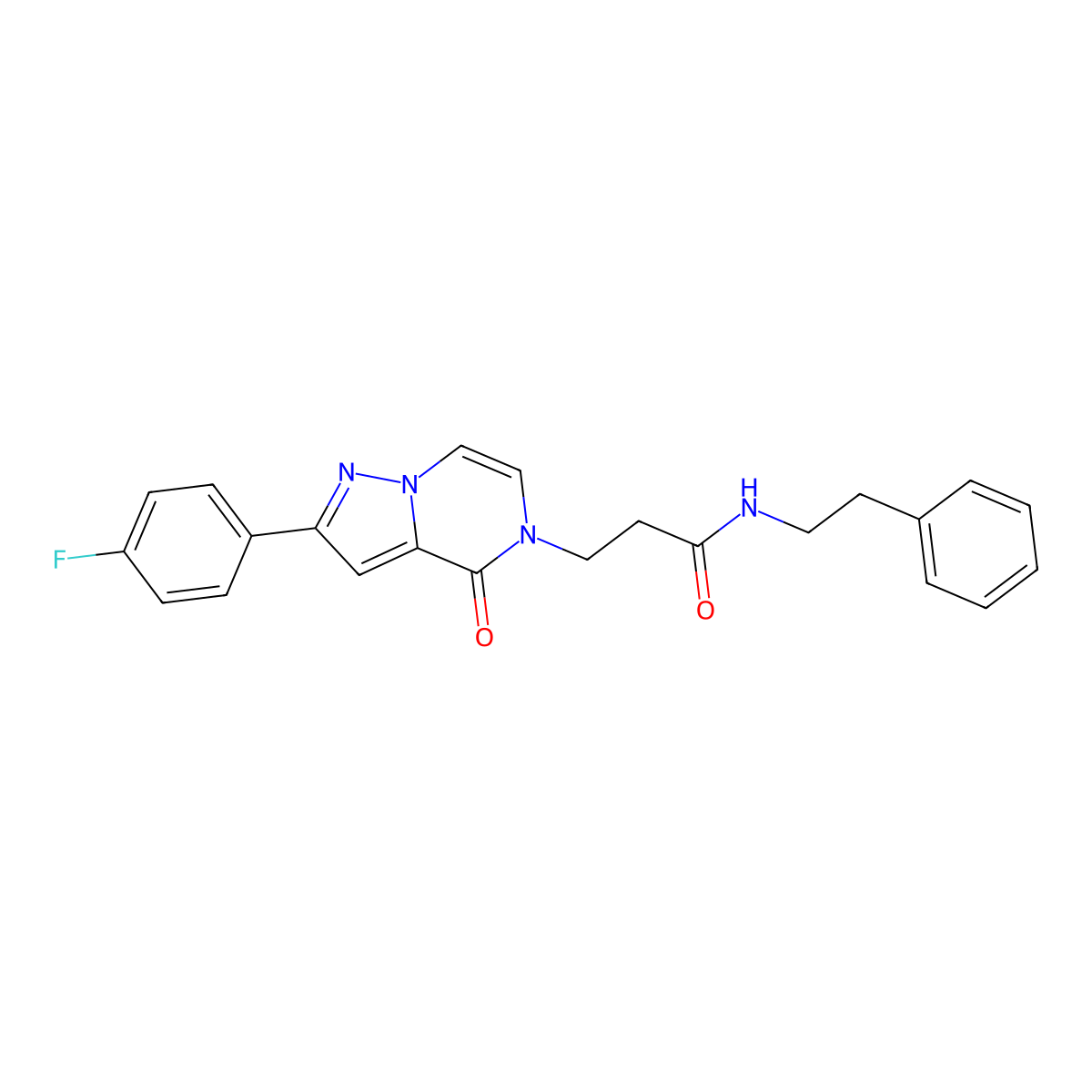 3-[2-(4-fluorophenyl)-4-oxo-4H,5H-pyrazolo[1,5-a]pyrazin-5-yl]-N-(2-phenylethyl)propanamide molecular structure, CAS 2549008-72-0