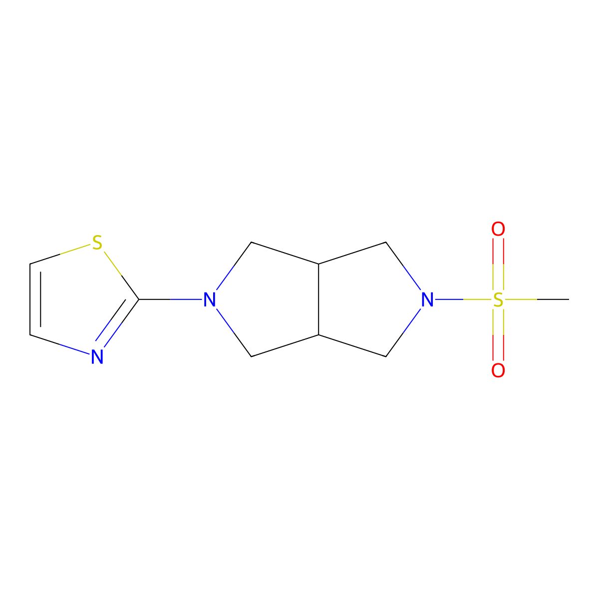 2-{5-Methanesulfonyl-octahydropyrrolo[3,4-c]pyrrol-2-yl}-1,3-thiazole molecular structure, CAS 2549008-77-5