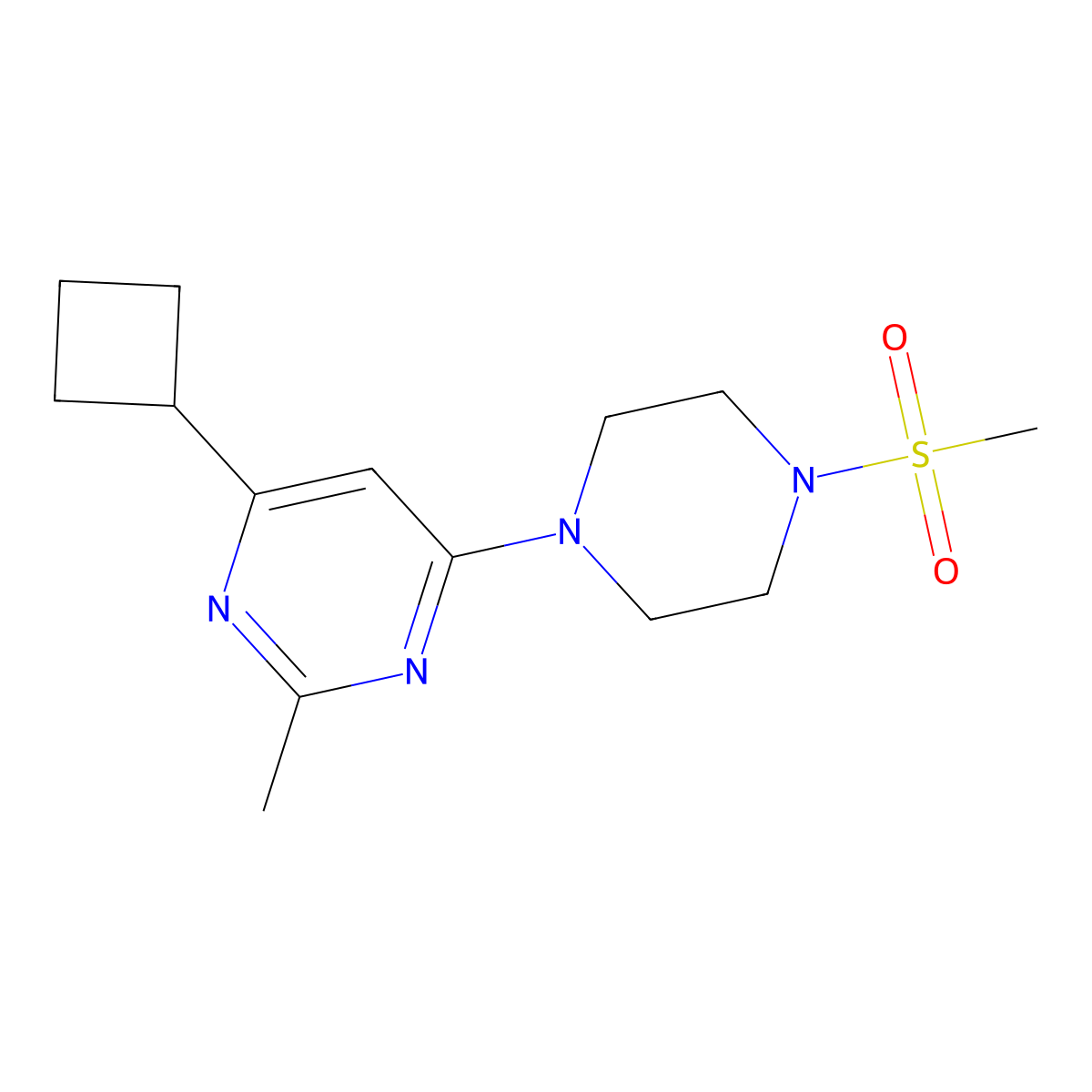 4-Cyclobutyl-6-(4-methanesulfonylpiperazin-1-yl)-2-methylpyrimidine molecular structure, CAS 2549008-83-3