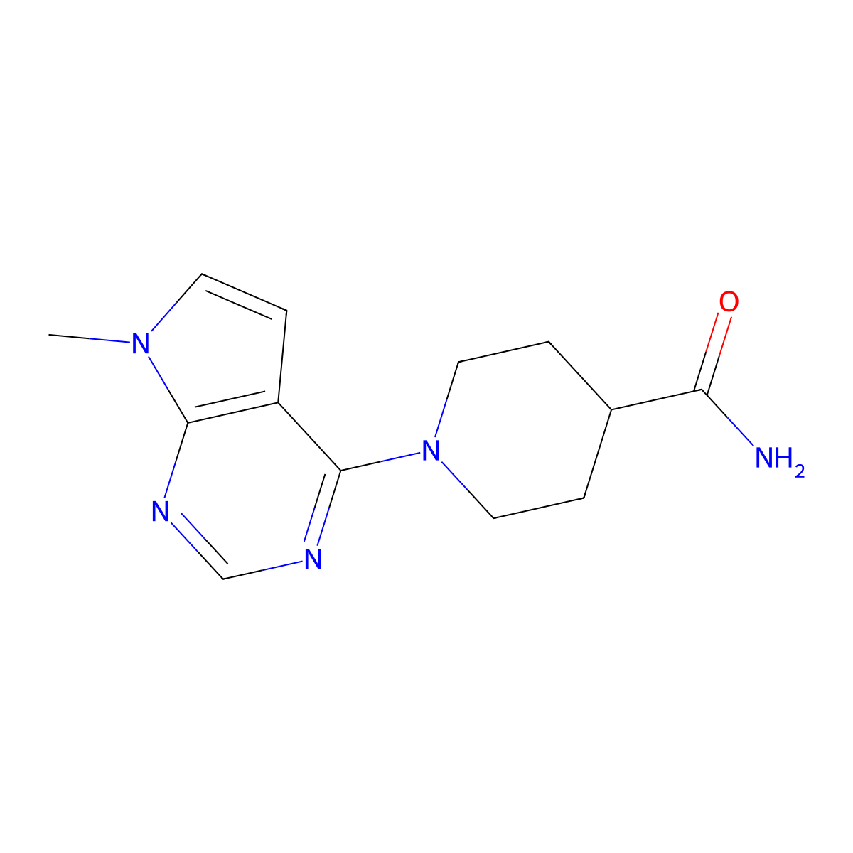 1-{7-methyl-7H-pyrrolo[2,3-d]pyrimidin-4-yl}piperidine-4-carboxamide molecular structure, CAS 2549008-84-4