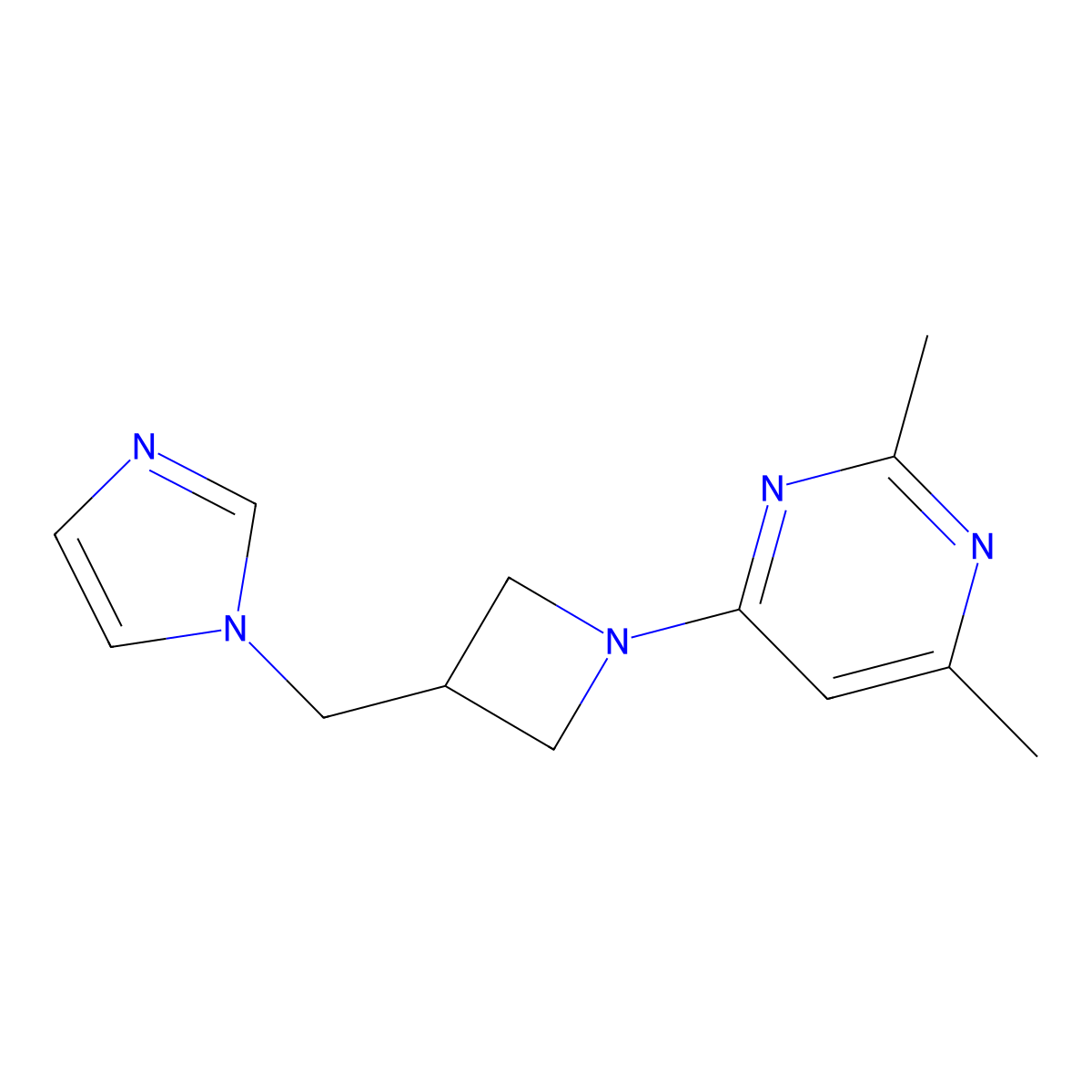 4-{3-[(1H-imidazol-1-yl)methyl]azetidin-1-yl}-2,6-dimethylpyrimidine molecular structure, CAS 2549008-86-6