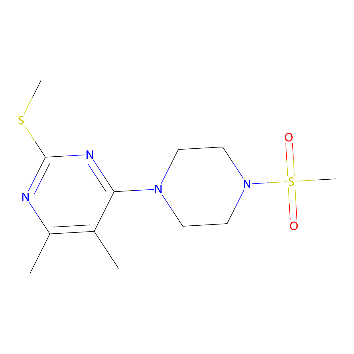 4-(4-Methanesulfonylpiperazin-1-yl)-5,6-dimethyl-2-(methylsulfanyl)pyrimidine molecular structure, CAS 2549008-88-8