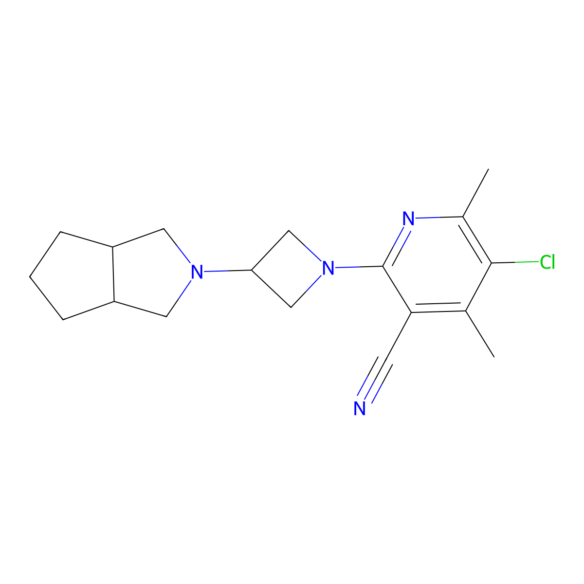 5-Chloro-4,6-dimethyl-2-(3-{octahydrocyclopenta[c]pyrrol-2-yl}azetidin-1-yl)pyridine-3-carbonitrile molecular structure, CAS 2549008-89-9