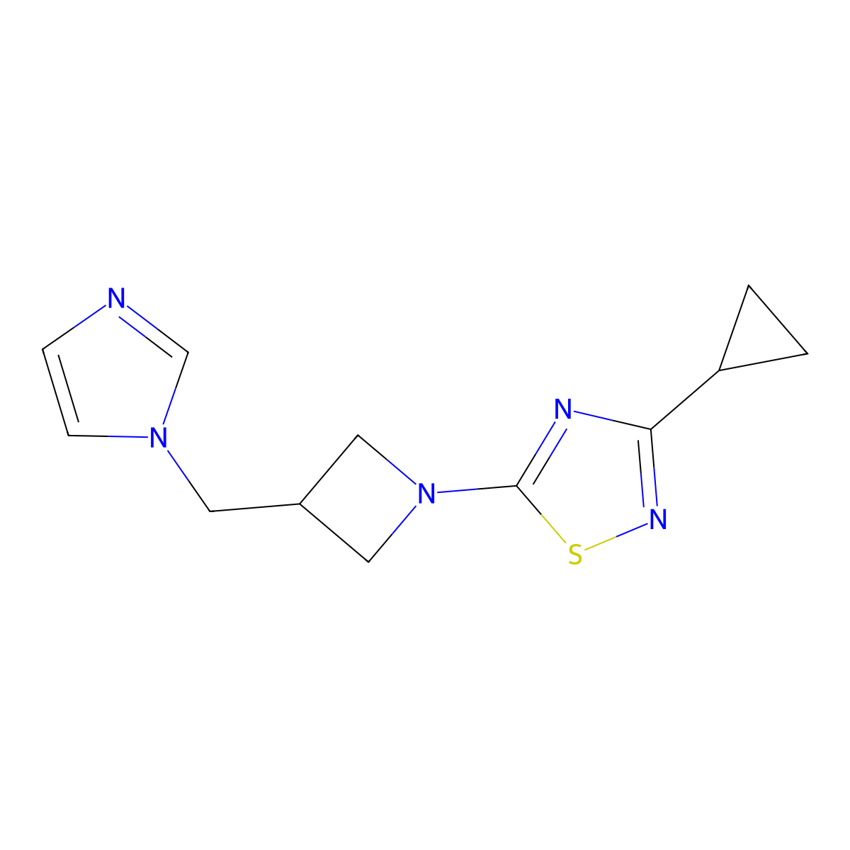 3-cyclopropyl-5-{3-[(1H-imidazol-1-yl)methyl]azetidin-1-yl}-1,2,4-thiadiazole molecular structure, CAS 2549008-95-7