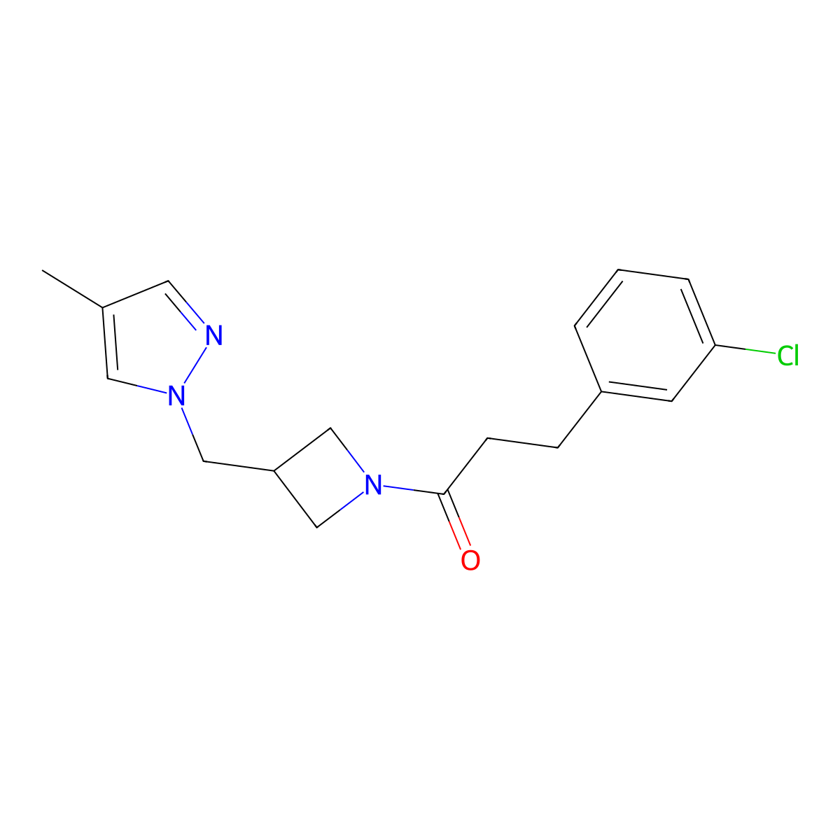 3-(3-chlorophenyl)-1-{3-[(4-methyl-1H-pyrazol-1-yl)methyl]azetidin-1-yl}propan-1-one molecular structure, CAS 2549008-96-8