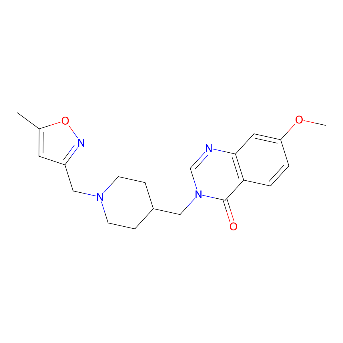 7-Methoxy-3-({1-[(5-methyl-1,2-oxazol-3-yl)methyl]piperidin-4-yl}methyl)-3,4-dihydroquinazolin-4-one molecular structure, CAS 2549008-97-9