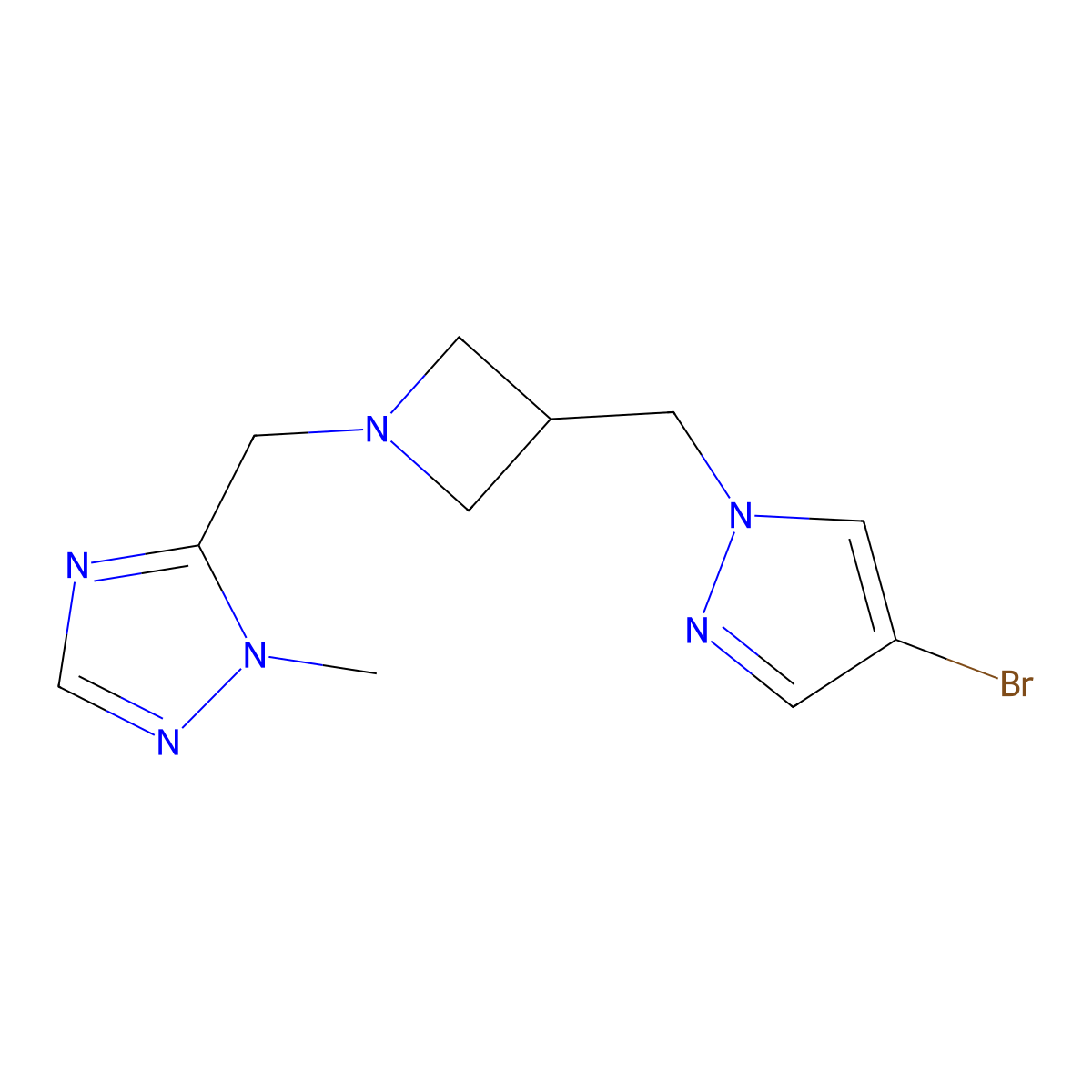 5-({3-[(4-bromo-1H-pyrazol-1-yl)methyl]azetidin-1-yl}methyl)-1-methyl-1H-1,2,4-triazole molecular structure, CAS 2549009-01-8
