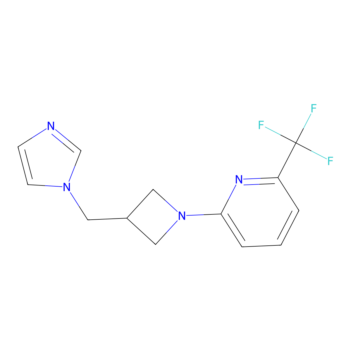 2-{3-[(1H-imidazol-1-yl)methyl]azetidin-1-yl}-6-(trifluoromethyl)pyridine molecular structure, CAS 2549009-04-1
