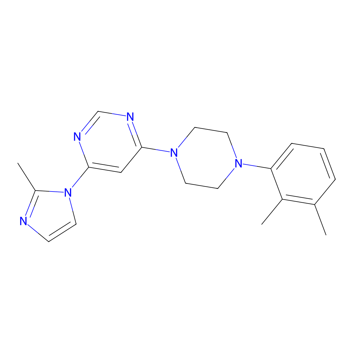 4-[4-(2,3-dimethylphenyl)piperazin-1-yl]-6-(2-methyl-1H-imidazol-1-yl)pyrimidine molecular structure, CAS 2549009-05-2