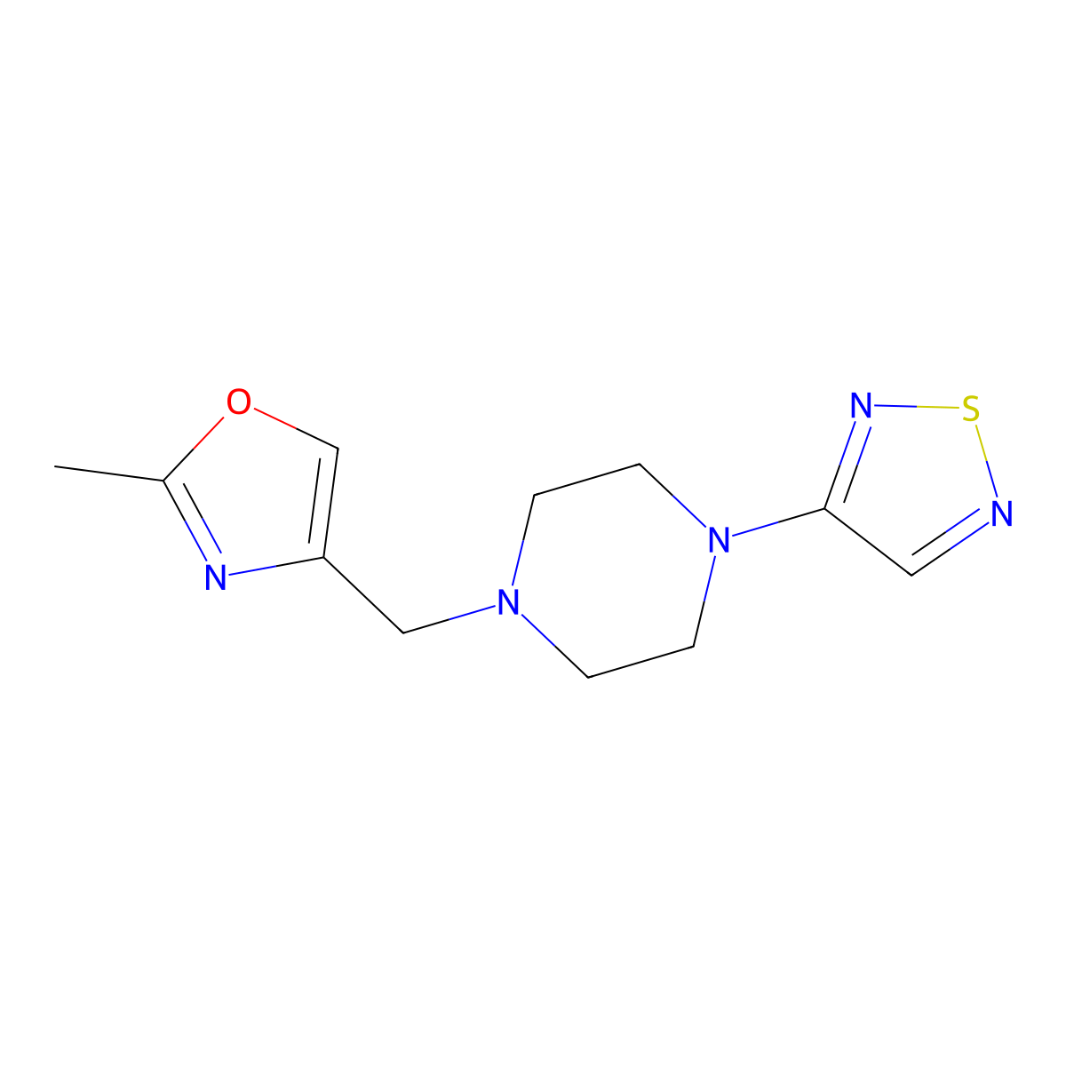 1-[(2-Methyl-1,3-oxazol-4-yl)methyl]-4-(1,2,5-thiadiazol-3-yl)piperazine molecular structure, CAS 2549009-08-5