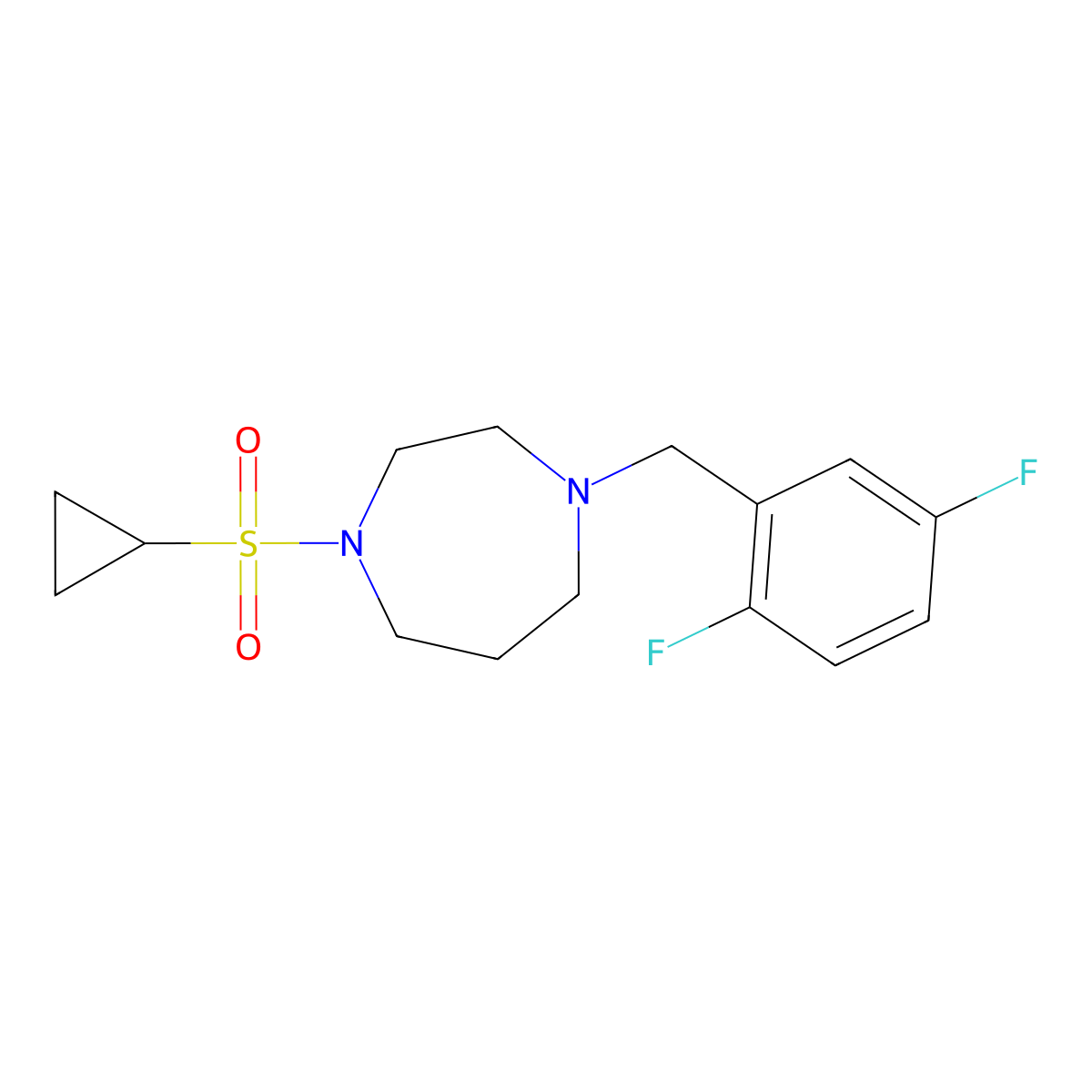 1-(Cyclopropanesulfonyl)-4-[(2,5-difluorophenyl)methyl]-1,4-diazepane molecular structure, CAS 2549009-16-5