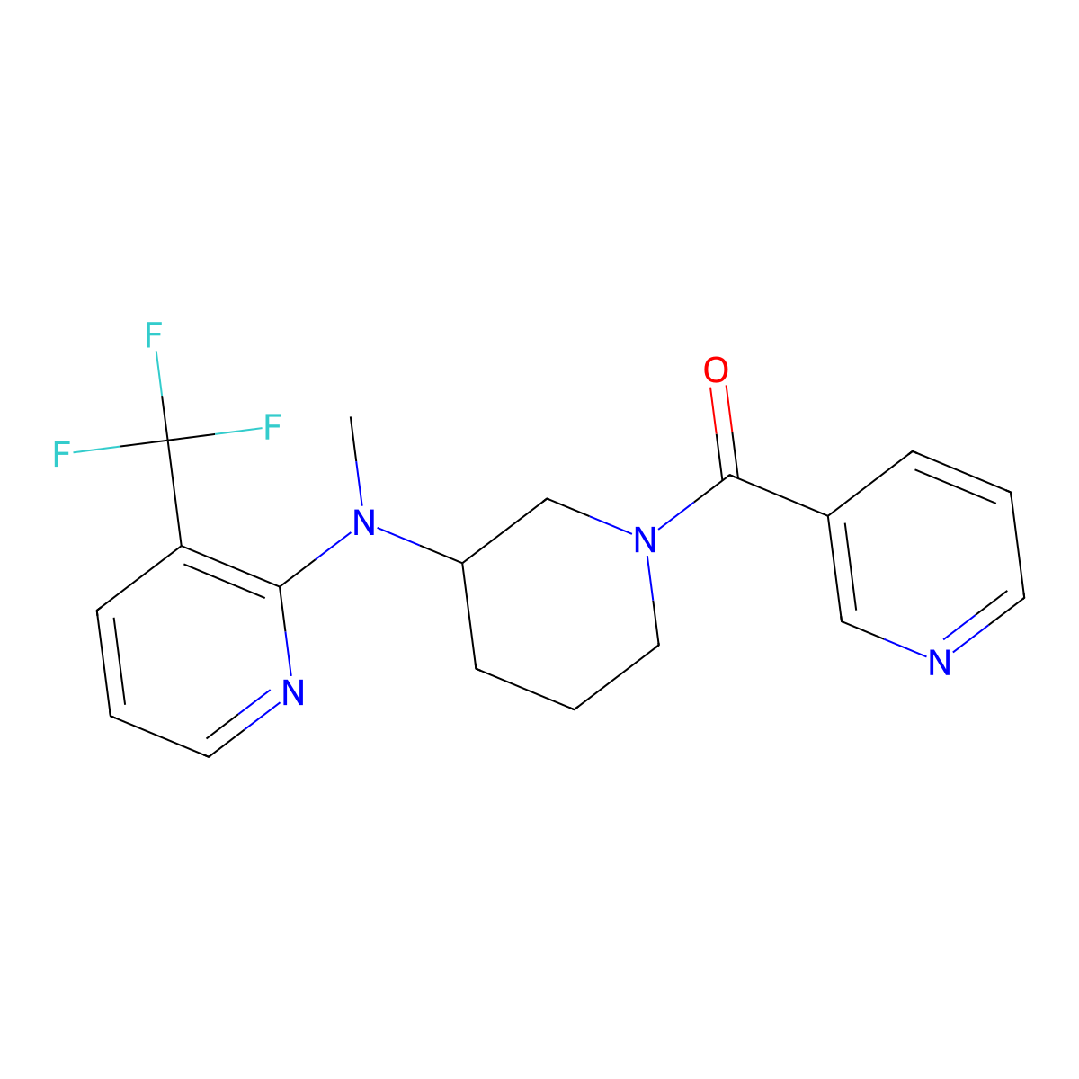N-methyl-N-[1-(pyridine-3-carbonyl)piperidin-3-yl]-3-(trifluoromethyl)pyridin-2-amine molecular structure, CAS 2549009-17-6