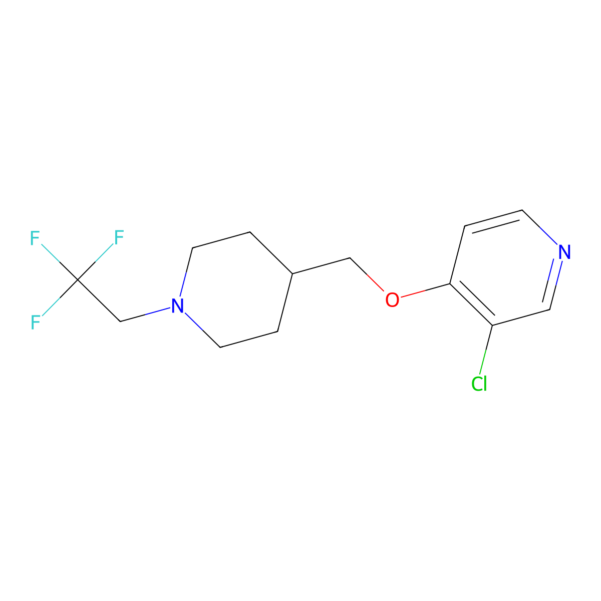 3-Chloro-4-{[1-(2,2,2-trifluoroethyl)piperidin-4-yl]methoxy}pyridine molecular structure, CAS 2549009-22-3