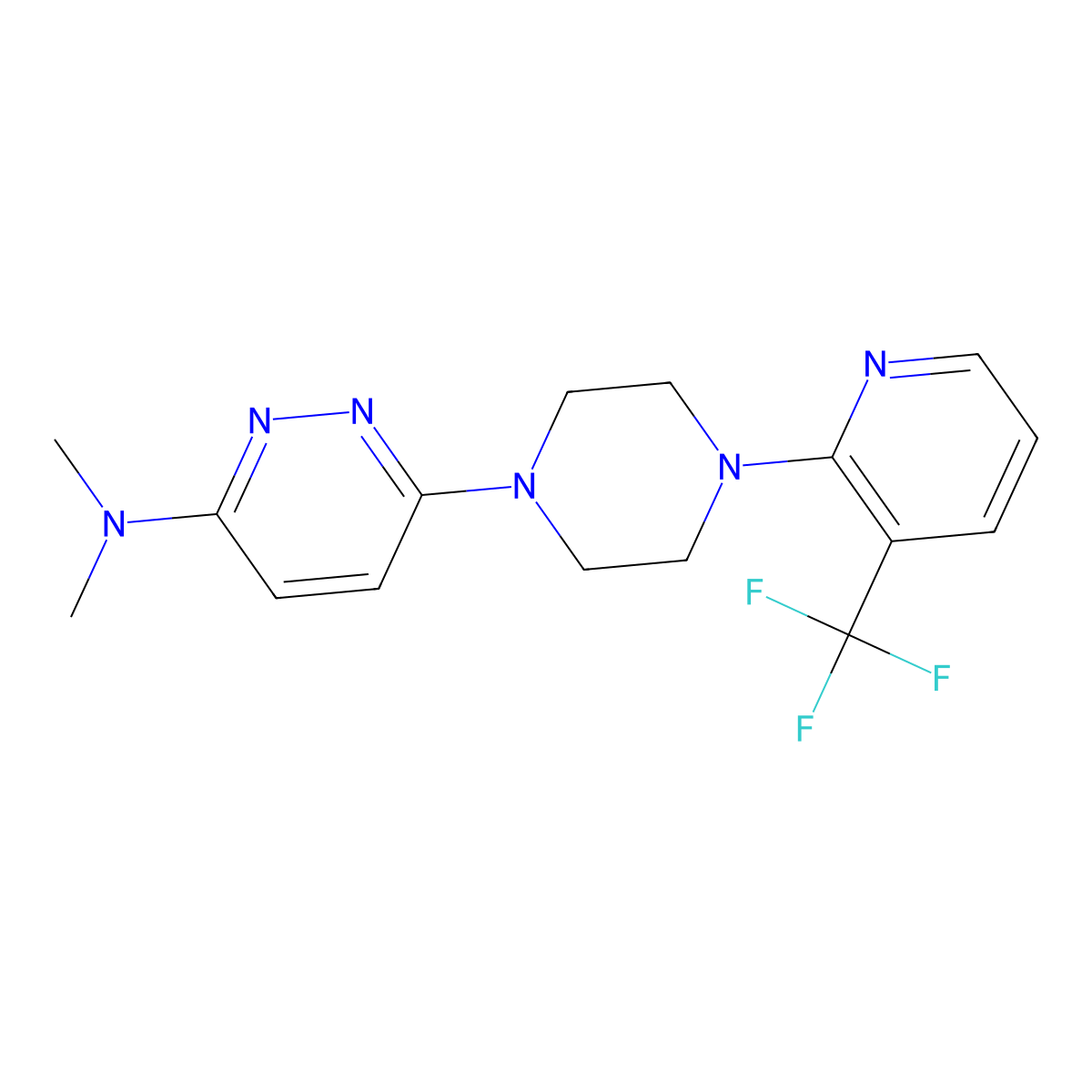 N,N-dimethyl-6-{4-[3-(trifluoromethyl)pyridin-2-yl]piperazin-1-yl}pyridazin-3-amine molecular structure, CAS 2549009-25-6