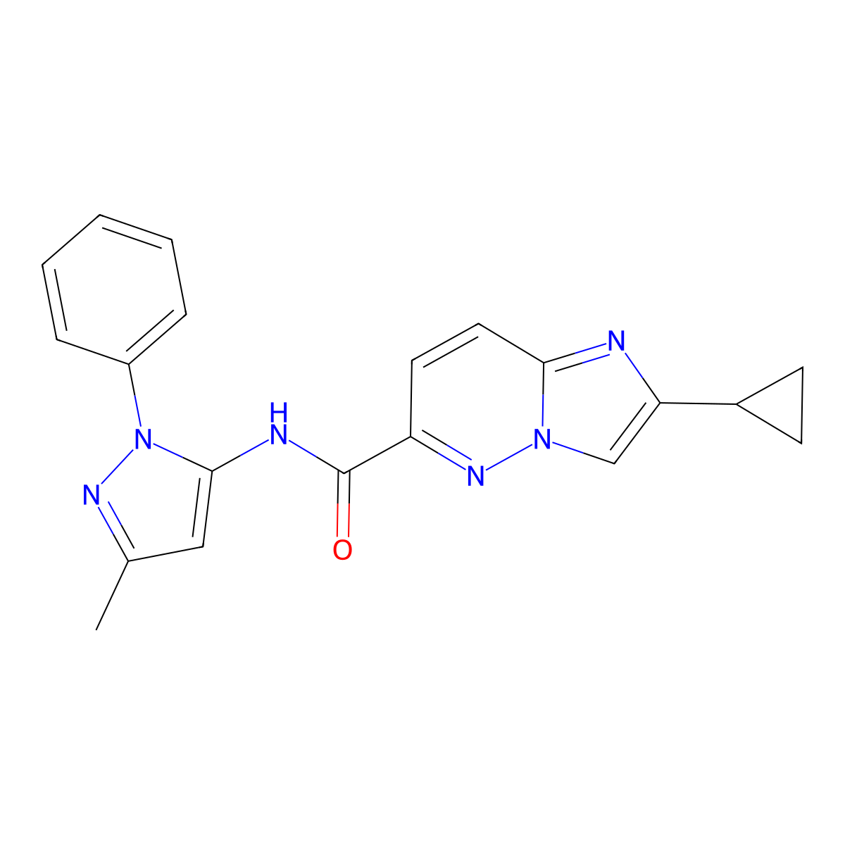 2-cyclopropyl-N-(3-methyl-1-phenyl-1H-pyrazol-5-yl)imidazo[1,2-b]pyridazine-6-carboxamide molecular structure, CAS 2549009-28-9
