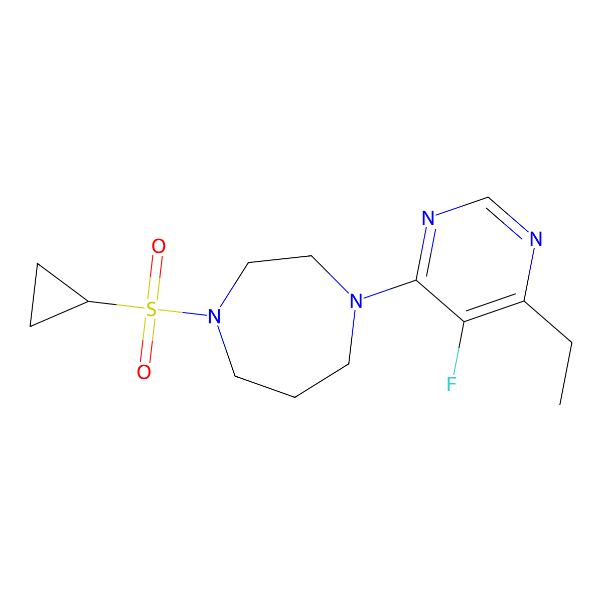 1-(Cyclopropanesulfonyl)-4-(6-ethyl-5-fluoropyrimidin-4-yl)-1,4-diazepane molecular structure, CAS 2549009-29-0