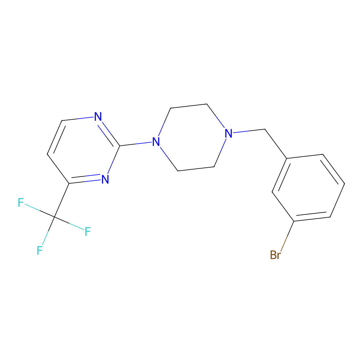 2-{4-[(3-Bromophenyl)methyl]piperazin-1-yl}-4-(trifluoromethyl)pyrimidine molecular structure, CAS 2549009-35-8