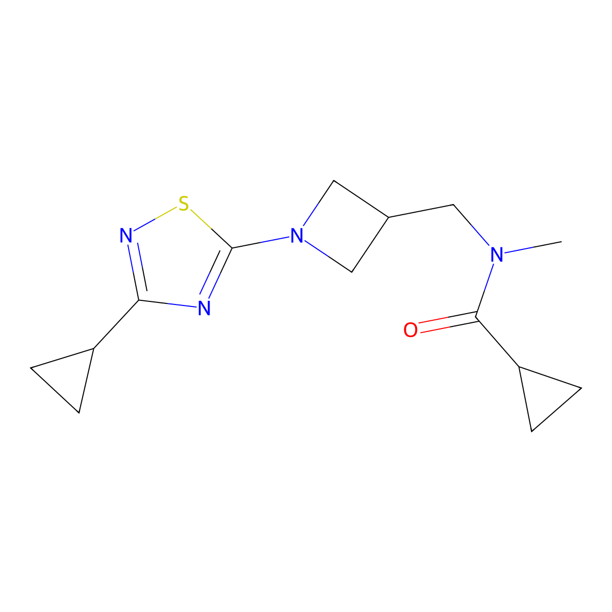 N-{[1-(3-cyclopropyl-1,2,4-thiadiazol-5-yl)azetidin-3-yl]methyl}-N-methylcyclopropanecarboxamide molecular structure, CAS 2549009-36-9