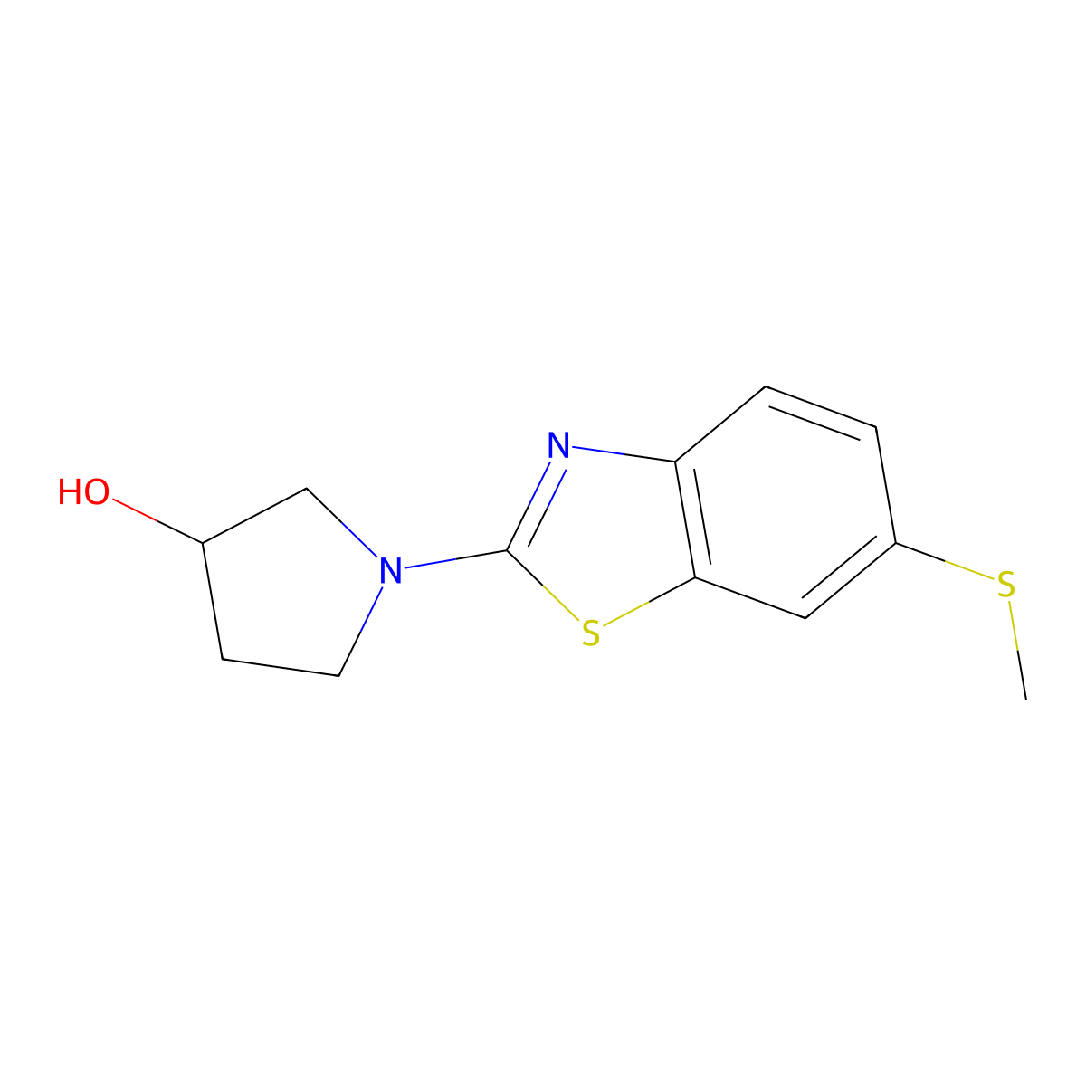 1-[6-(Methylsulfanyl)-1,3-benzothiazol-2-yl]pyrrolidin-3-ol molecular structure, CAS 2549009-38-1