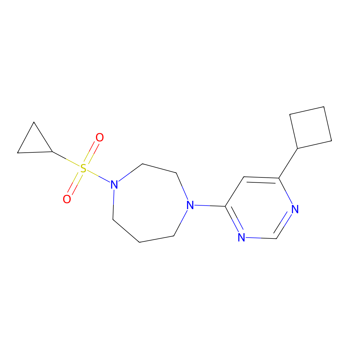 1-(6-Cyclobutylpyrimidin-4-yl)-4-(cyclopropanesulfonyl)-1,4-diazepane molecular structure, CAS 2549009-39-2