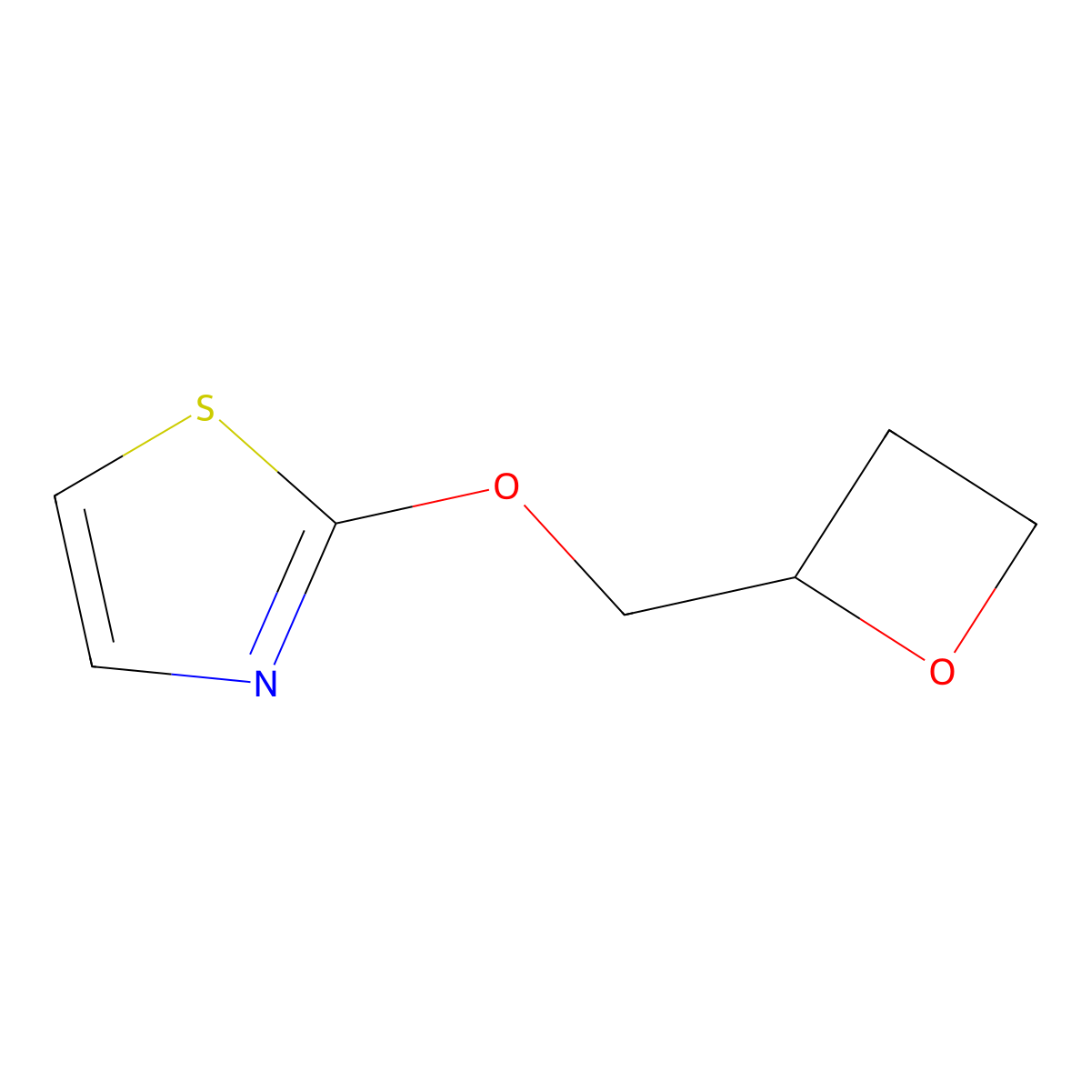 2-[(Oxetan-2-yl)methoxy]-1,3-thiazole molecular structure, CAS 2549009-42-7