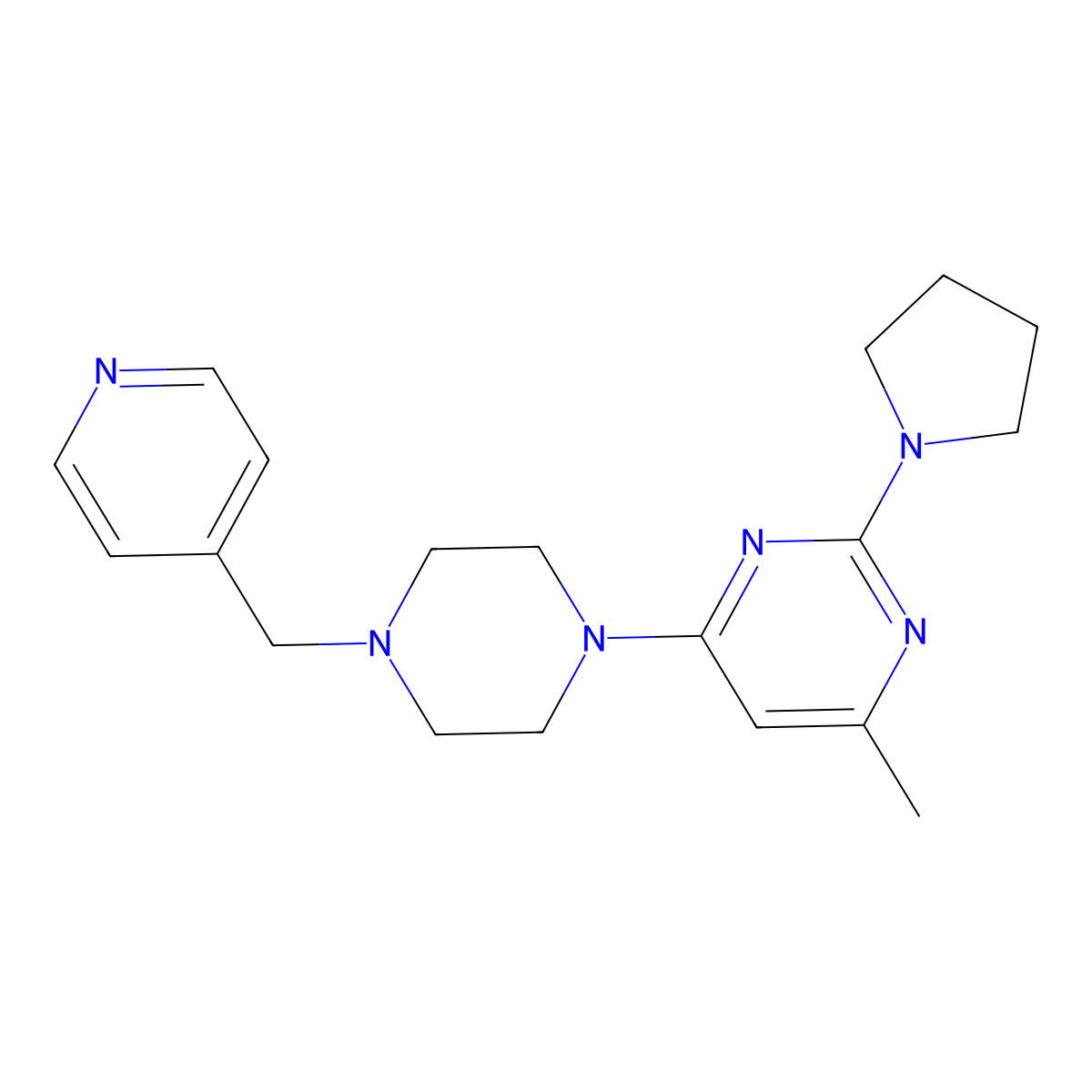 4-Methyl-6-{4-[(pyridin-4-yl)methyl]piperazin-1-yl}-2-(pyrrolidin-1-yl)pyrimidine molecular structure, CAS 2549009-43-8