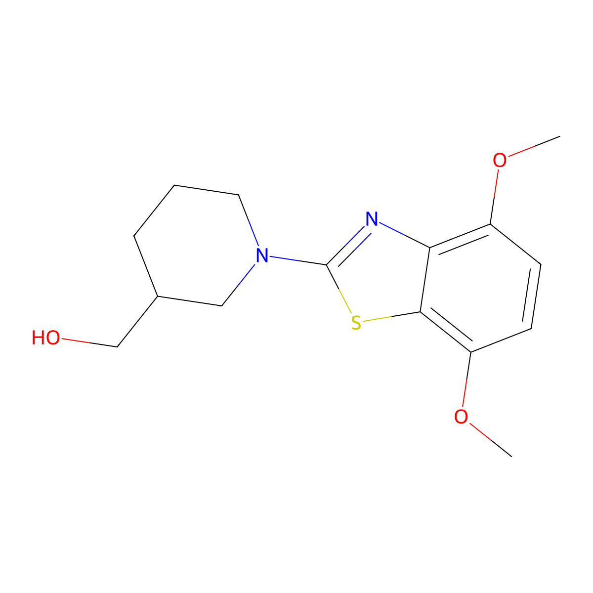 [1-(4,7-Dimethoxy-1,3-benzothiazol-2-yl)piperidin-3-yl]methanol molecular structure, CAS 2549009-44-9