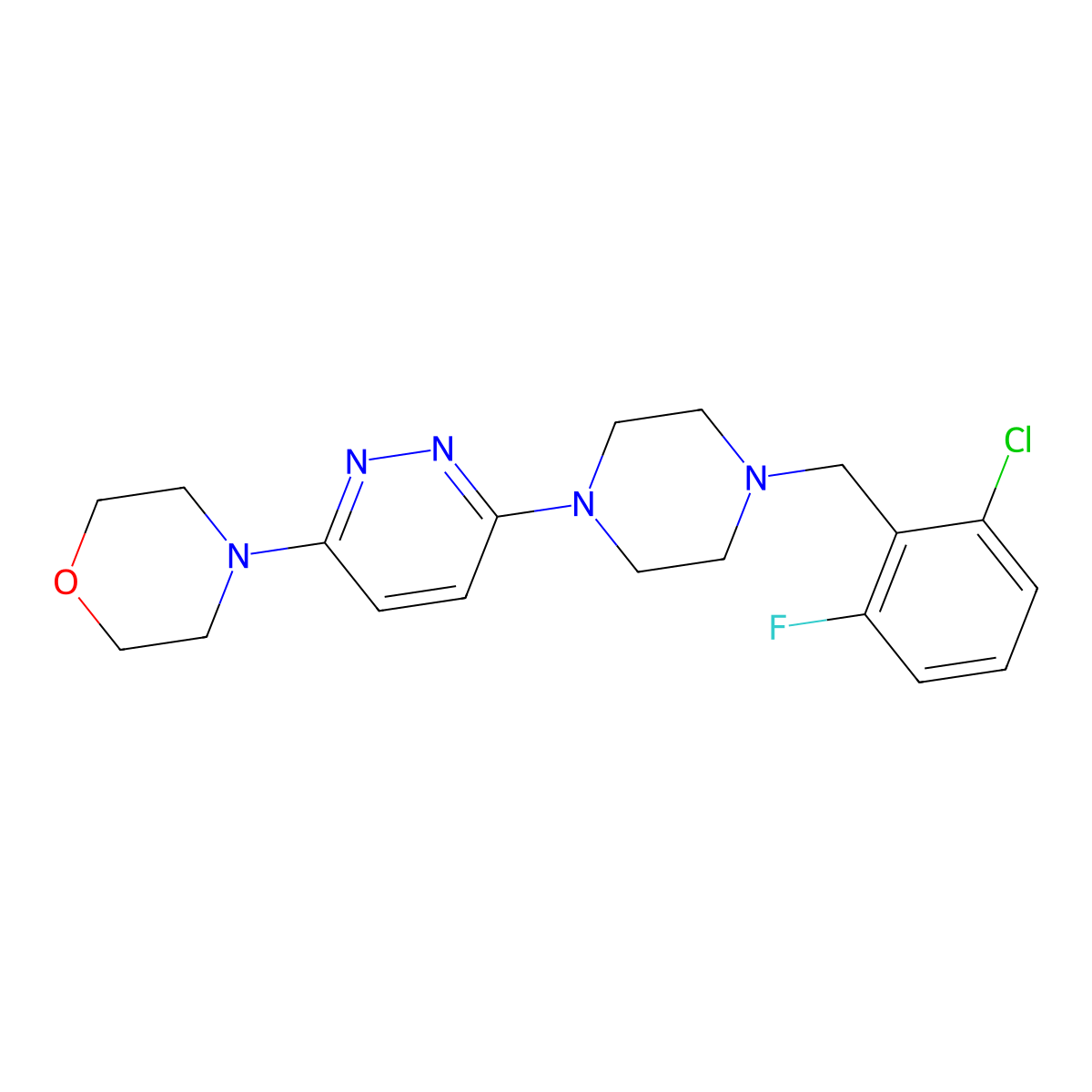 4-(6-{4-[(2-Chloro-6-fluorophenyl)methyl]piperazin-1-yl}pyridazin-3-yl)morpholine molecular structure, CAS 2549009-52-9