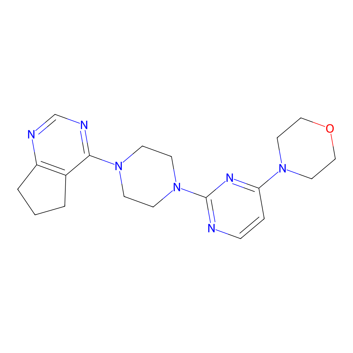 4-[2-(4-{5H,6H,7H-cyclopenta[d]pyrimidin-4-yl}piperazin-1-yl)pyrimidin-4-yl]morpholine molecular structure, CAS 2549009-54-1