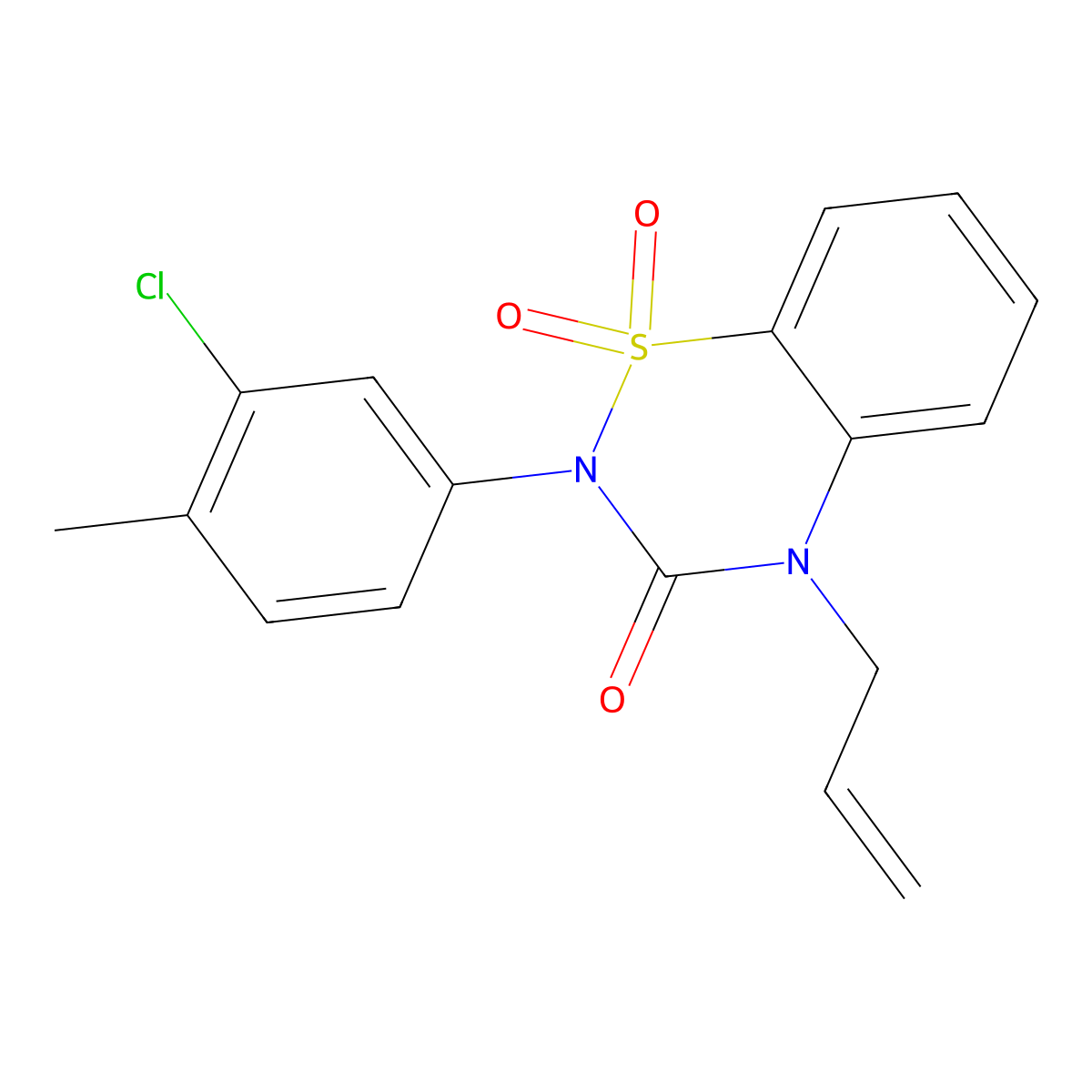2-(3-Chloro-4-methylphenyl)-1,1-dioxo-4-prop-2-enyl-1lambda6,2,4-benzothiadiazin-3-one molecular structure, CAS 2549009-56-3