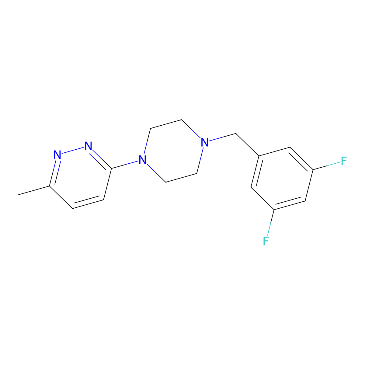 3-{4-[(3,5-Difluorophenyl)methyl]piperazin-1-yl}-6-methylpyridazine molecular structure, CAS 2549009-57-4