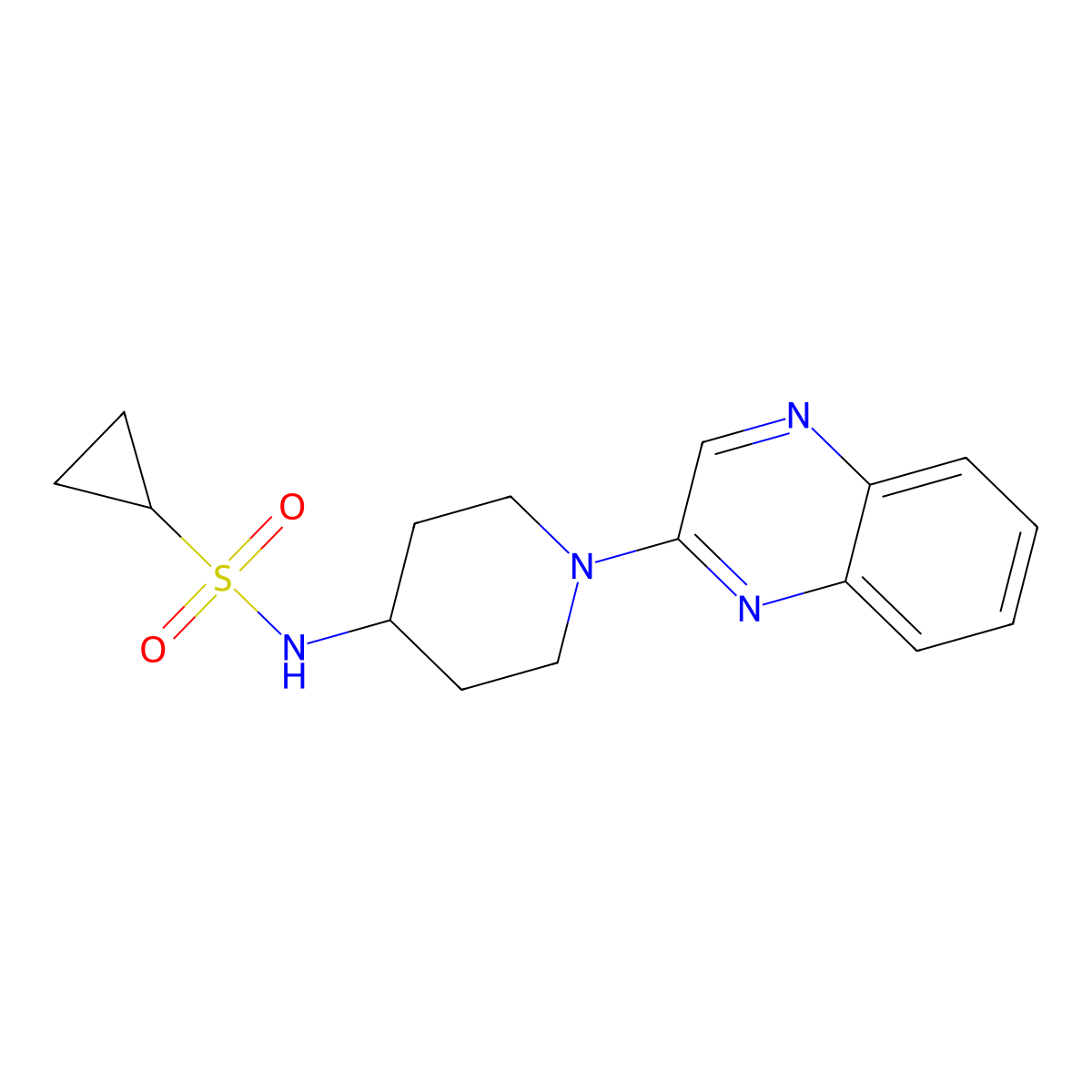 N-[1-(quinoxalin-2-yl)piperidin-4-yl]cyclopropanesulfonamide molecular structure, CAS 2549009-63-2