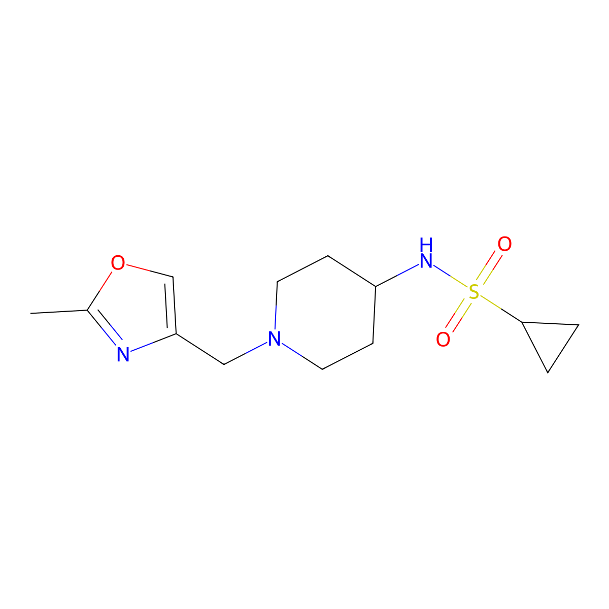 N-{1-[(2-methyl-1,3-oxazol-4-yl)methyl]piperidin-4-yl}cyclopropanesulfonamide molecular structure, CAS 2549009-64-3