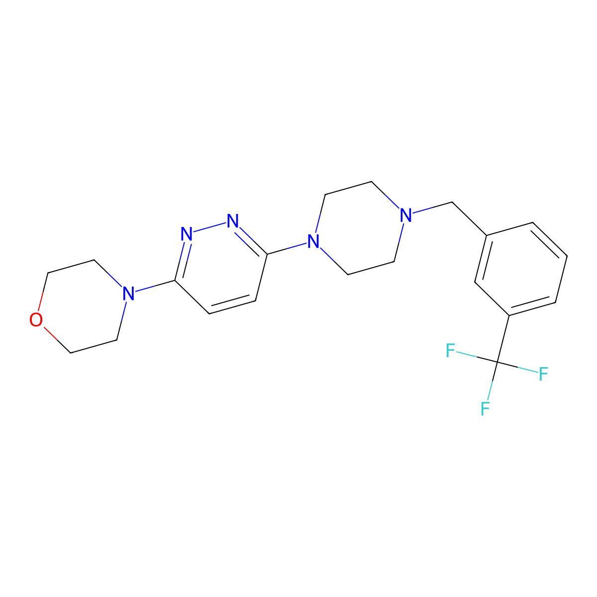 4-[6-(4-{[3-(Trifluoromethyl)phenyl]methyl}piperazin-1-yl)pyridazin-3-yl]morpholine molecular structure, CAS 2549009-65-4