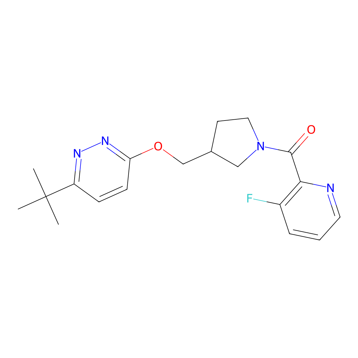3-Tert-butyl-6-{[1-(3-fluoropyridine-2-carbonyl)pyrrolidin-3-yl]methoxy}pyridazine molecular structure, CAS 2549009-69-8