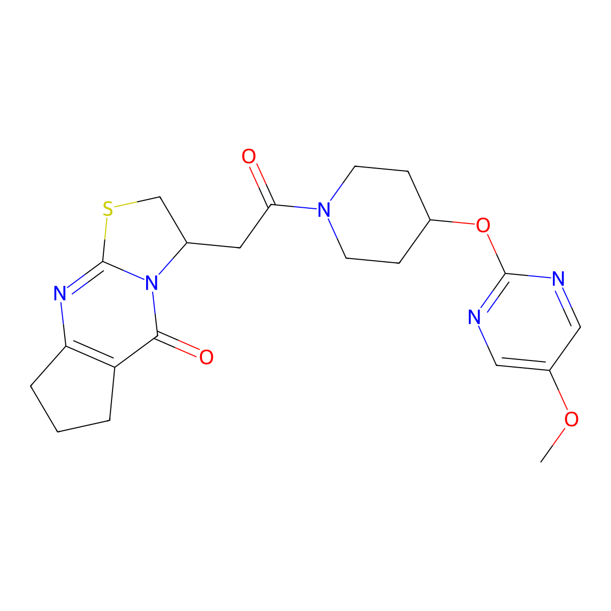 12-(2-{4-[(5-Methoxypyrimidin-2-yl)oxy]piperidin-1-yl}-2-oxoethyl)-10-thia-1,8-diazatricyclo[7.3.0.0^{3,7}]dodeca-3(7),8-dien-2-one molecular structure, CAS 2549009-72-3