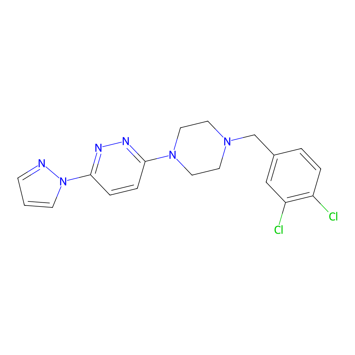 3-{4-[(3,4-dichlorophenyl)methyl]piperazin-1-yl}-6-(1H-pyrazol-1-yl)pyridazine molecular structure, CAS 2549009-76-7