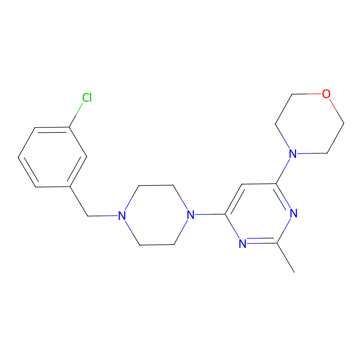 4-(6-{4-[(3-Chlorophenyl)methyl]piperazin-1-yl}-2-methylpyrimidin-4-yl)morpholine molecular structure, CAS 2549009-77-8